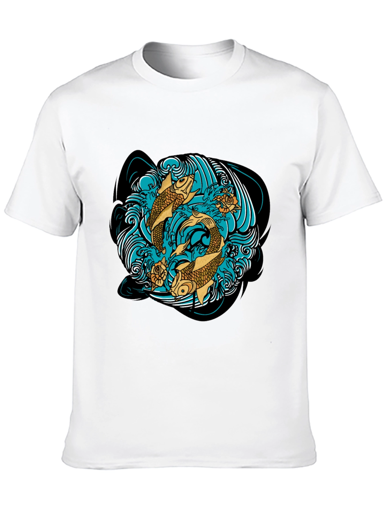 Black Koi Fish T-Shirt Graphic Design view 10