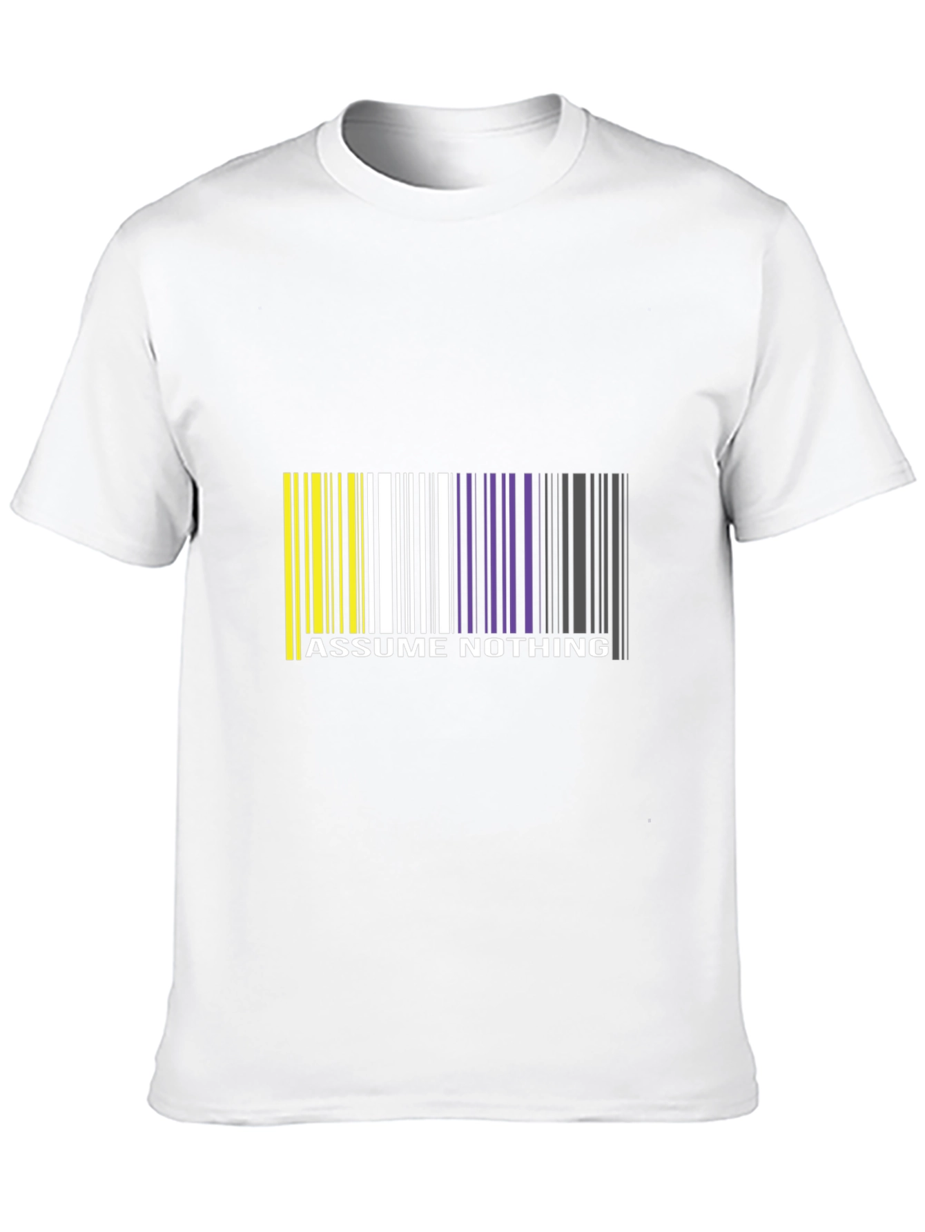 Black Assume Nothing Barcode T-Shirt - Unique Graphic Tee view 10
