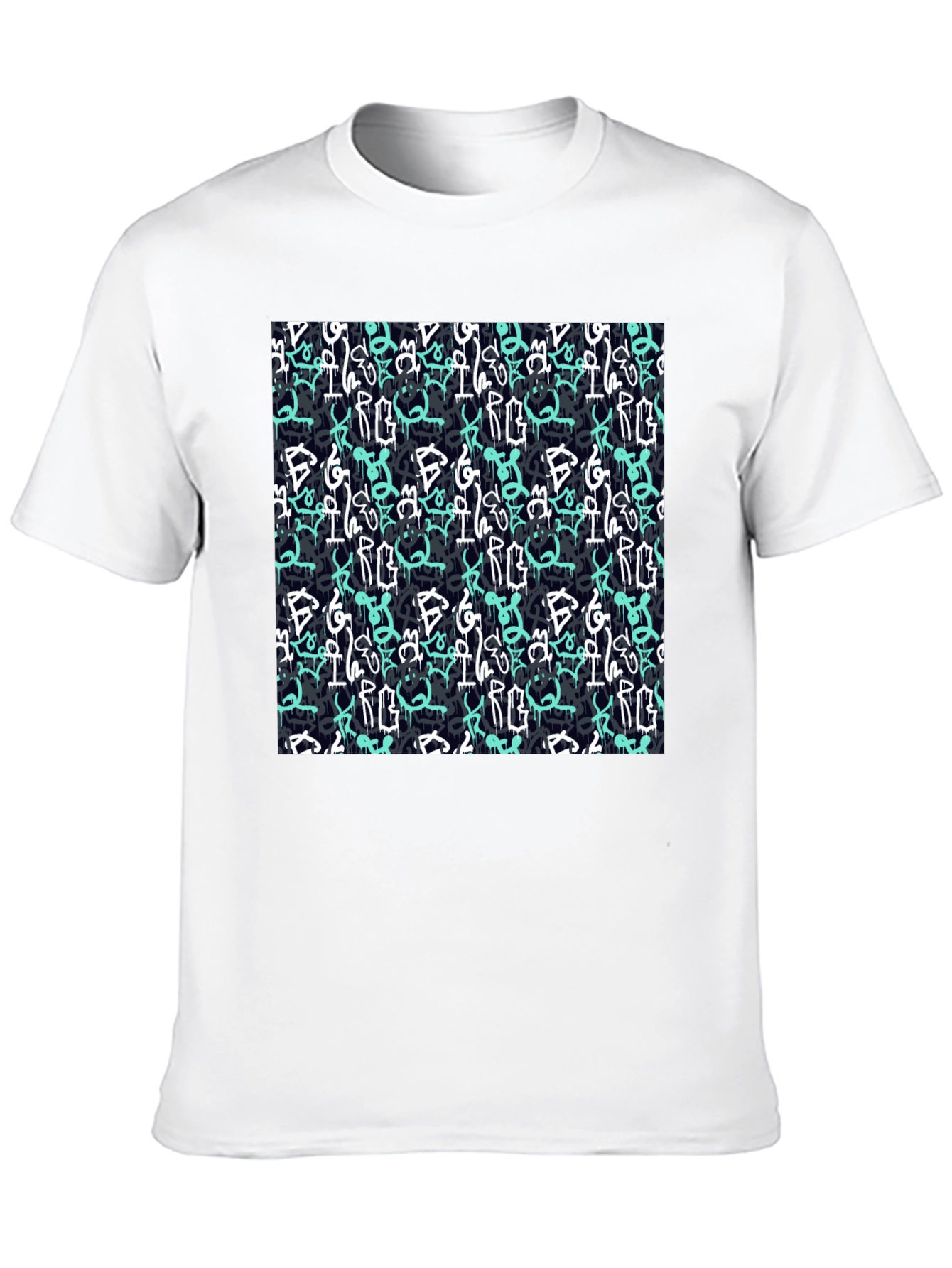 Black Graffiti Pattern Black T-Shirt view 10