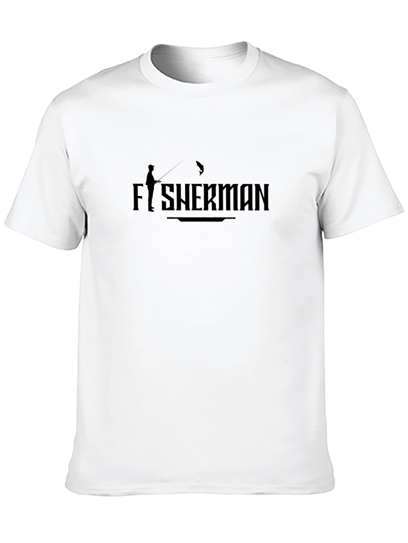 Black Fisherman Graphic Tee - Black Cotton Blend Casual Wear view 10