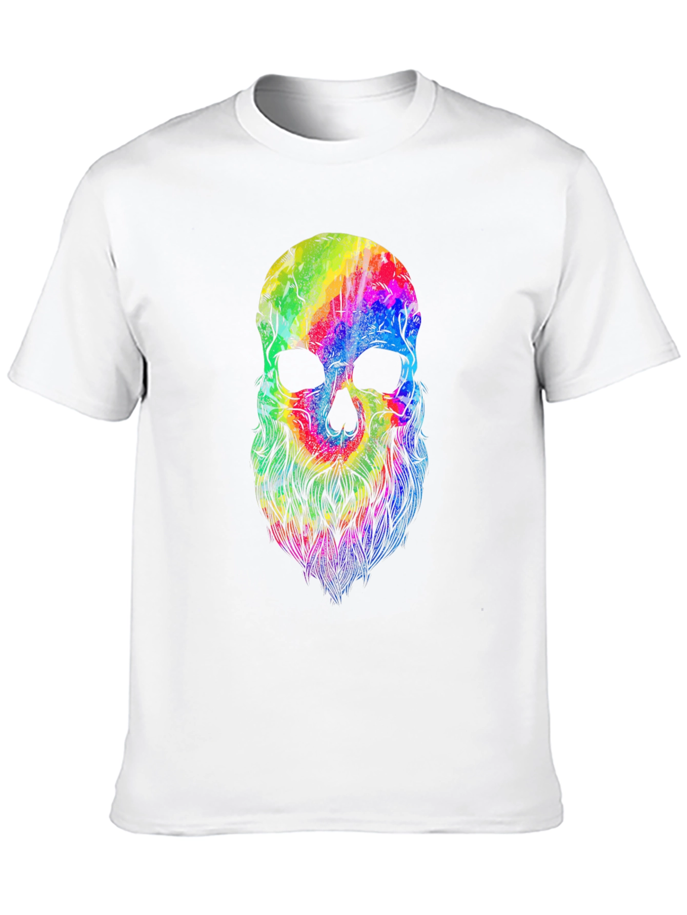 Black Colorful Skull Beard Graphic T-Shirt view 10