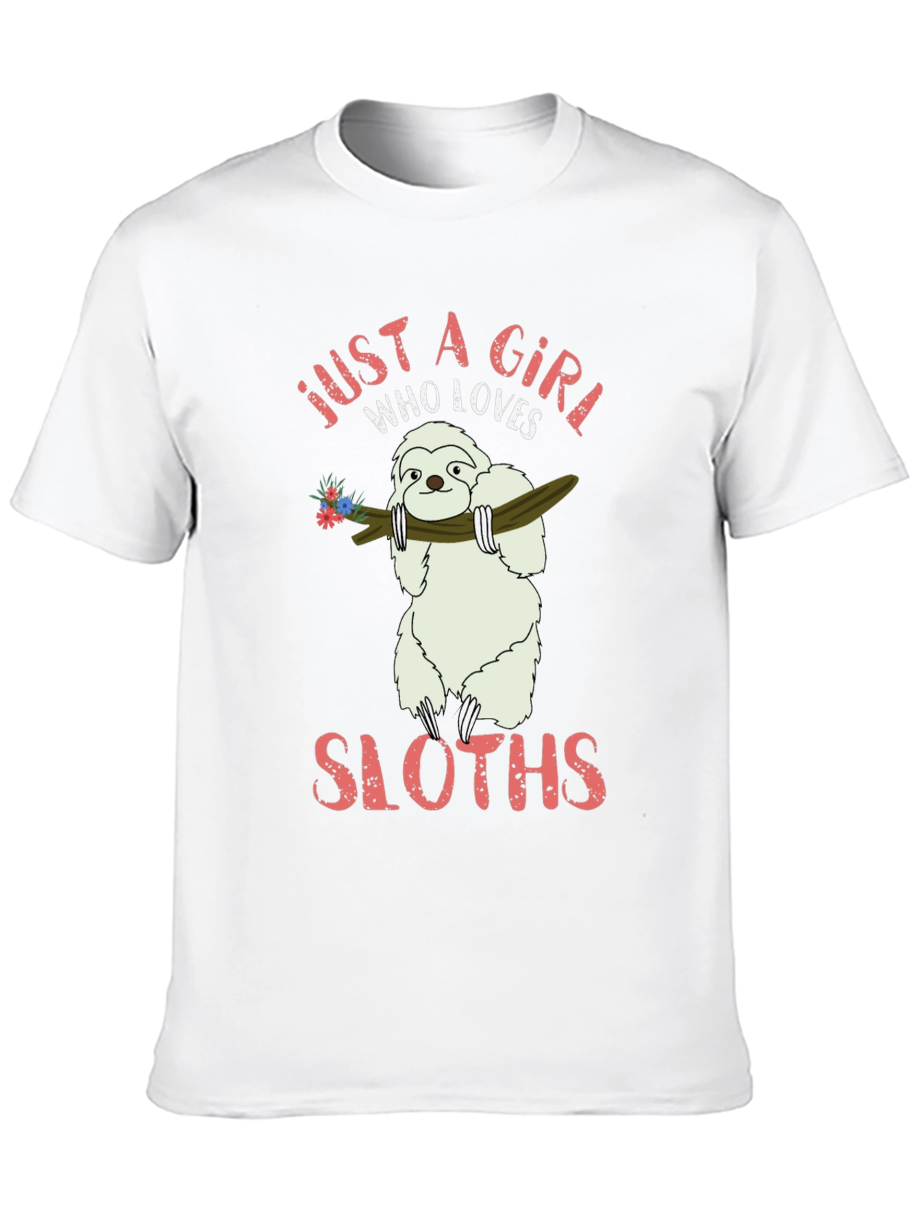 Black Just A Girl Who Loves Sloths T-Shirt view 10