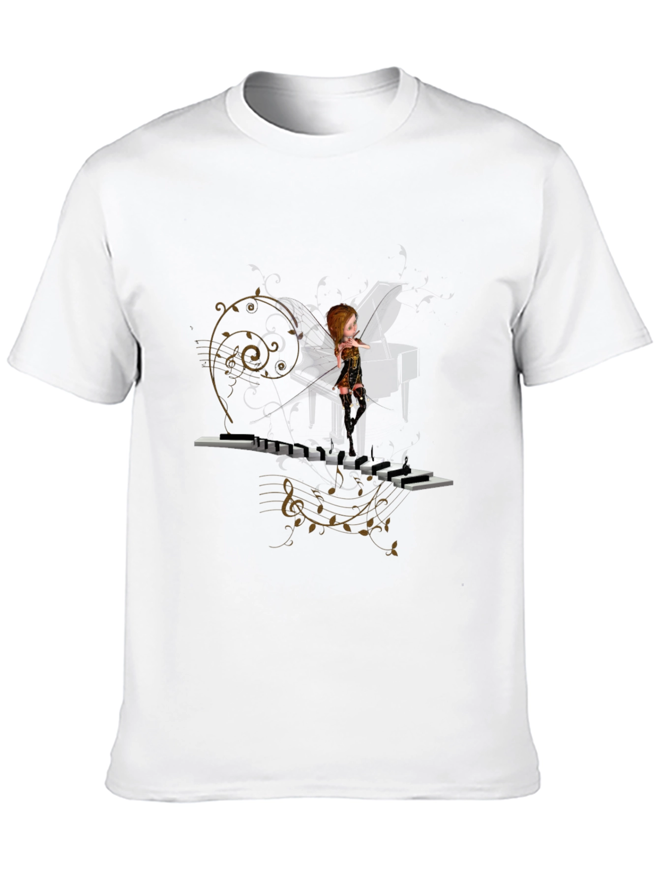 Black Piano Fairy Black T-Shirt view 10