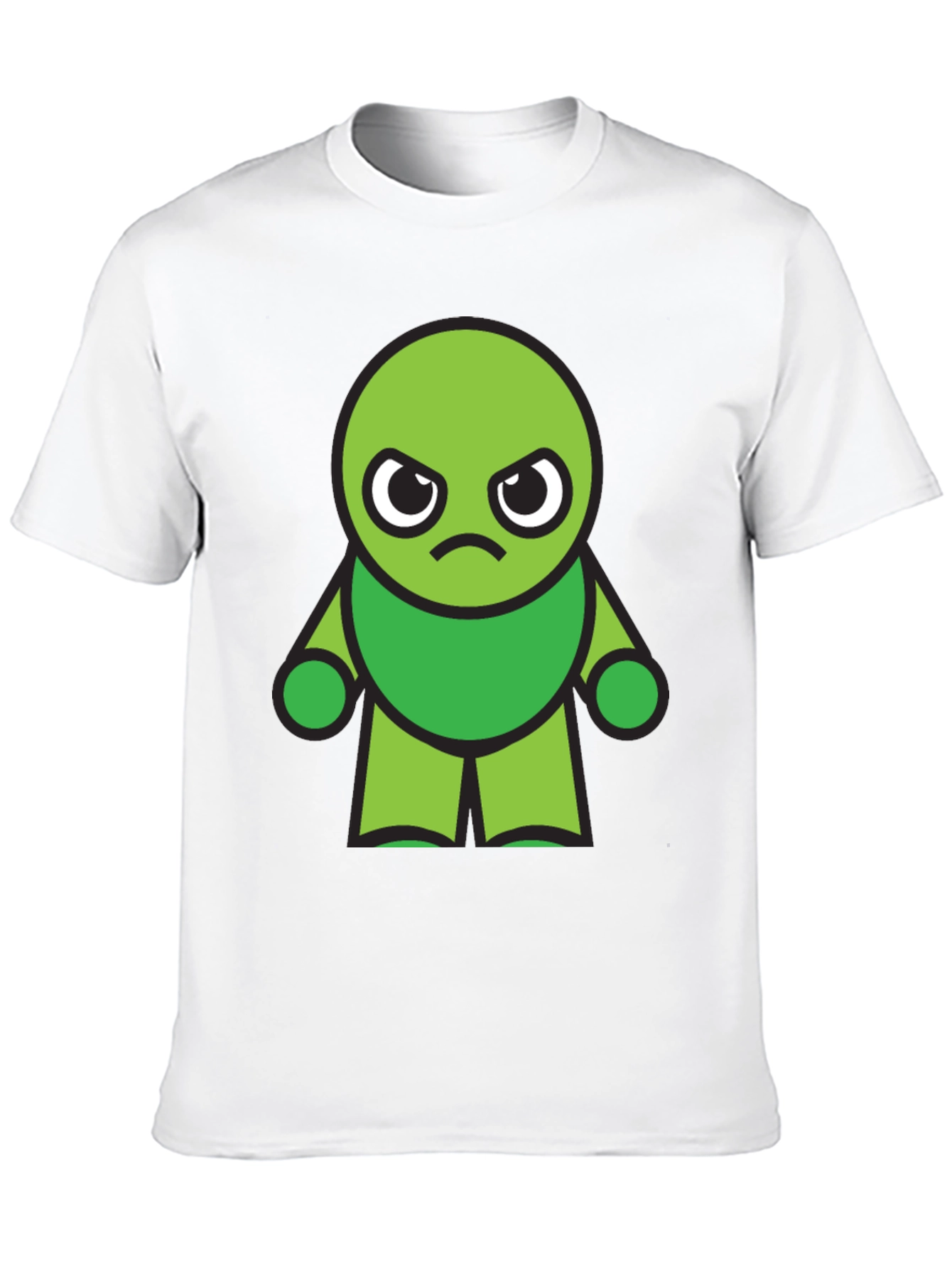 Black Grumpy Green Cartoon Character Black T-Shirt view 10