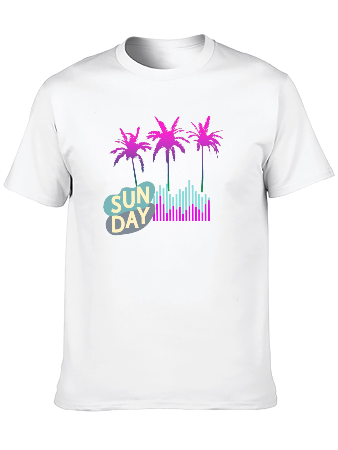 Black Retro Sunday Vibes T-Shirt - Palm Trees & Soundwaves view 10