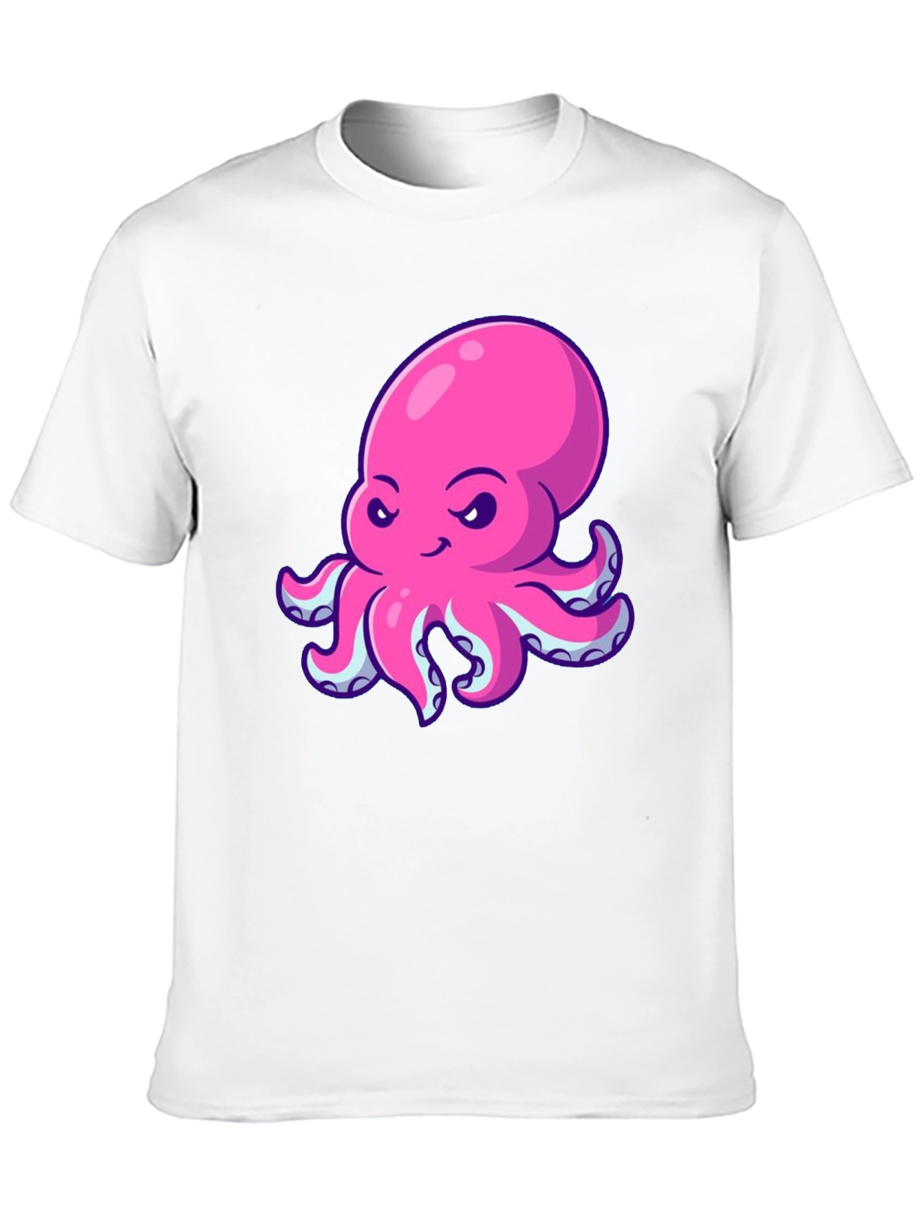 Black Pink Octopus Graphic Print Black T-Shirt view 10