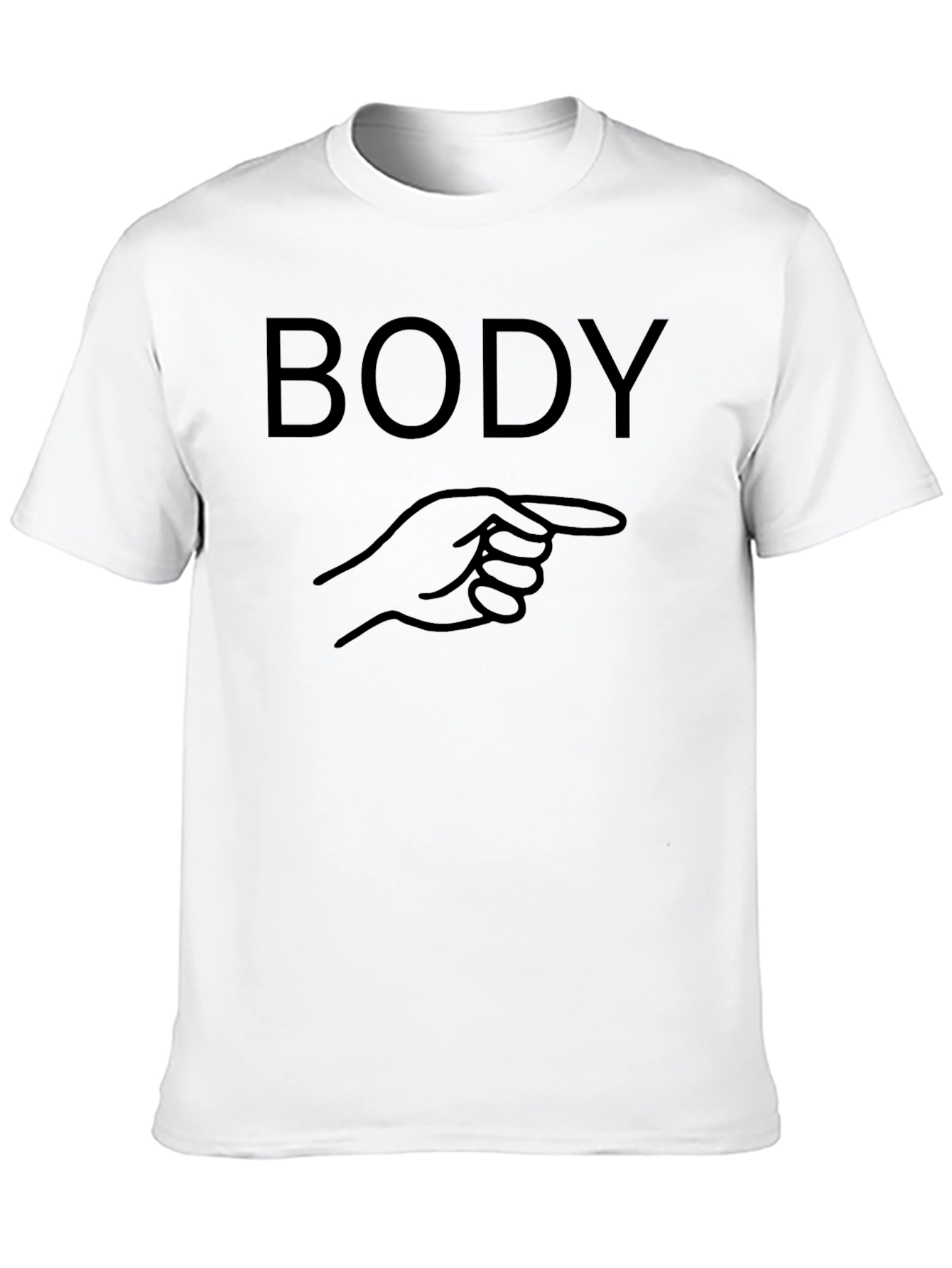Black Funny Body Pointing Graphic Tee - Unisex Black T-Shirt view 10