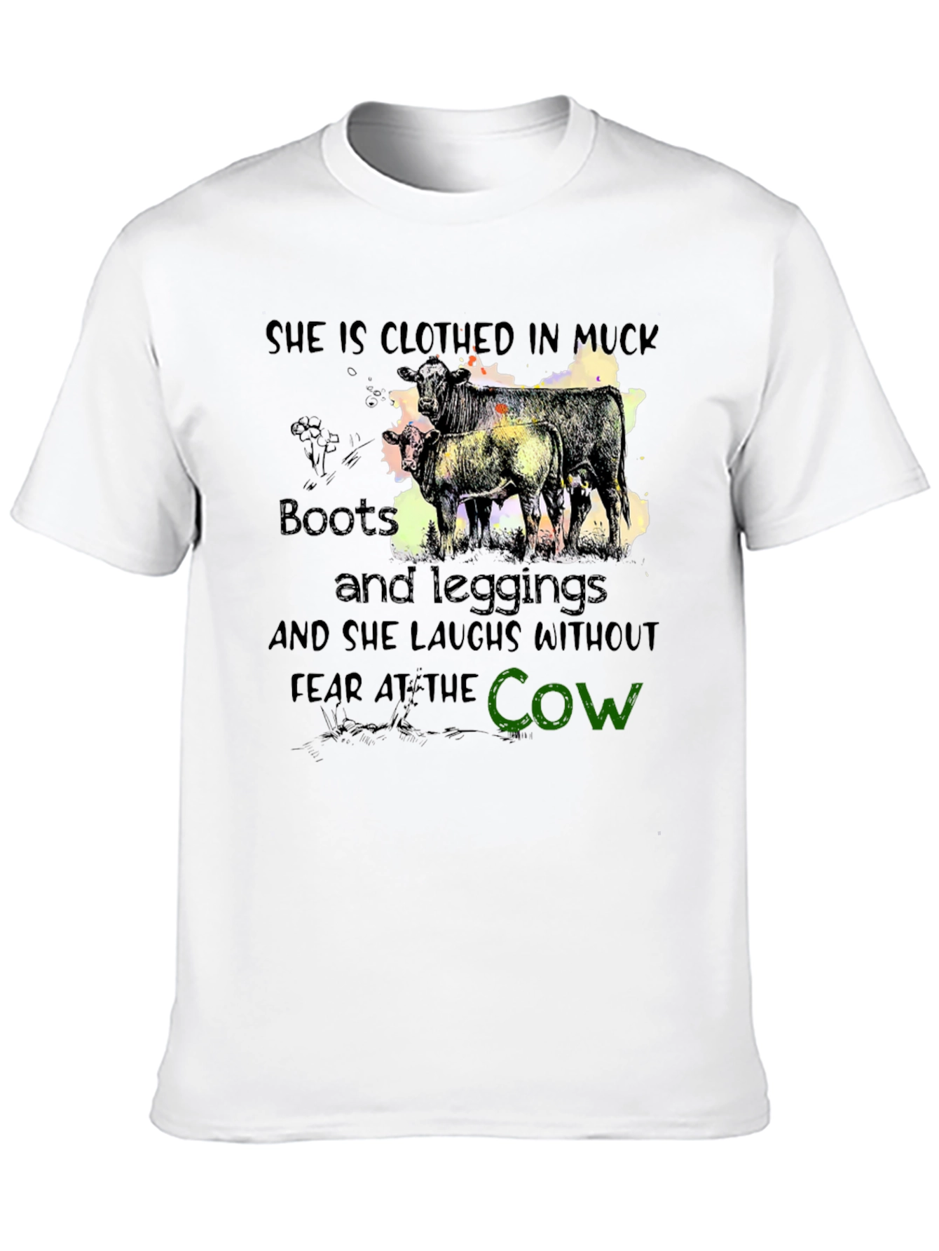 Black Muck Boots and Leggings Cow Graphic T-Shirt view 10