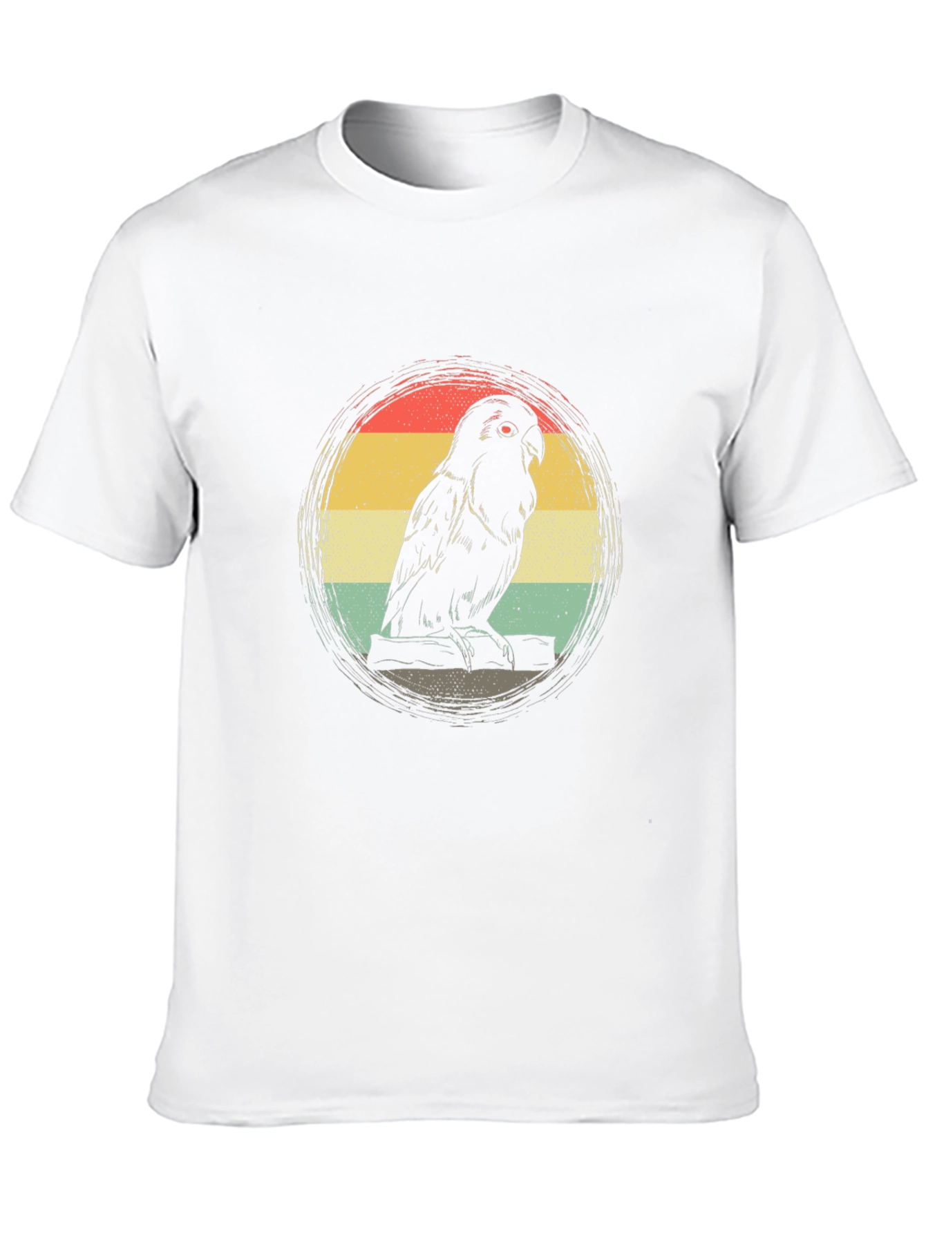 Black Retro Parrot Graphic T-Shirt - Unisex Black Tee view 10