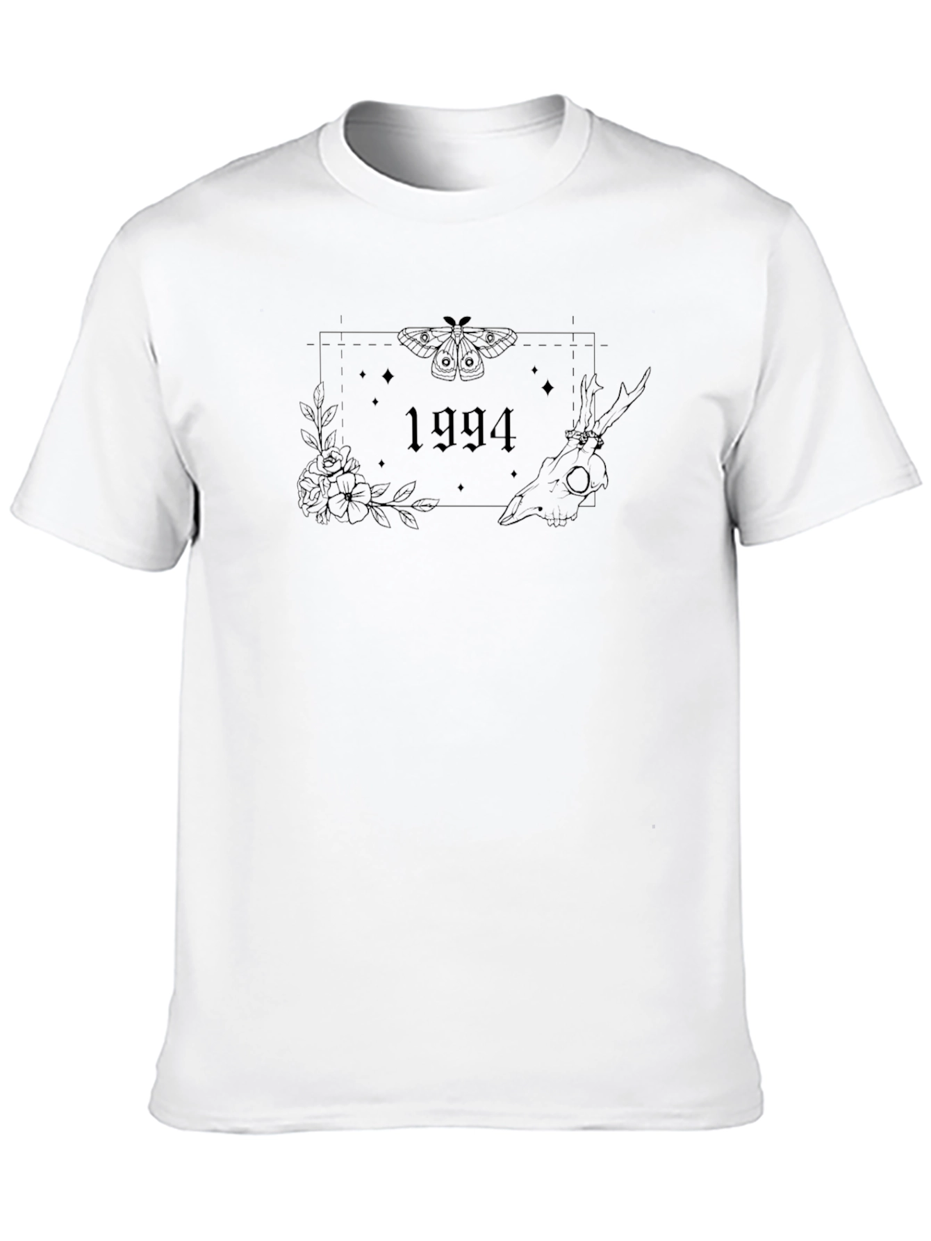 Black 1994 Moth Skull Graphic Tee - Unisex view 10