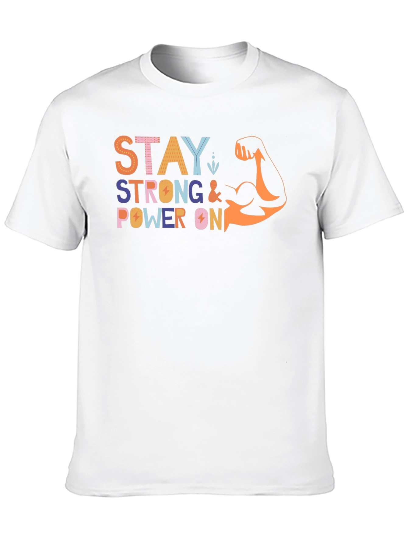 Black Stay Strong Graphic Print Crew Neck T-Shirt view 10