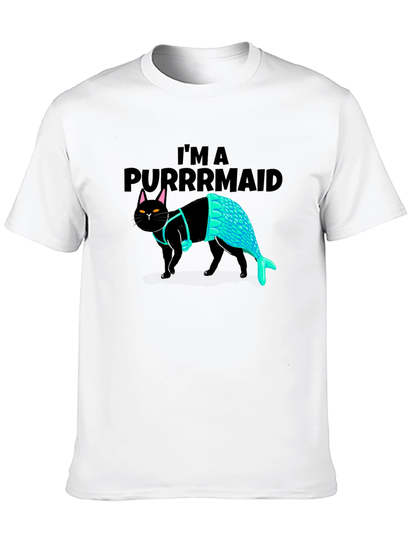 Black Purrmaid T-Shirt: Cat Mermaid Graphic Tee view 10