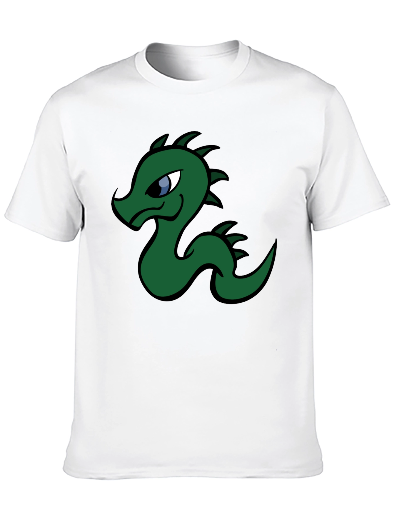 Black Cartoon Dragon Graphic Tee - Black Cotton T-Shirt view 10