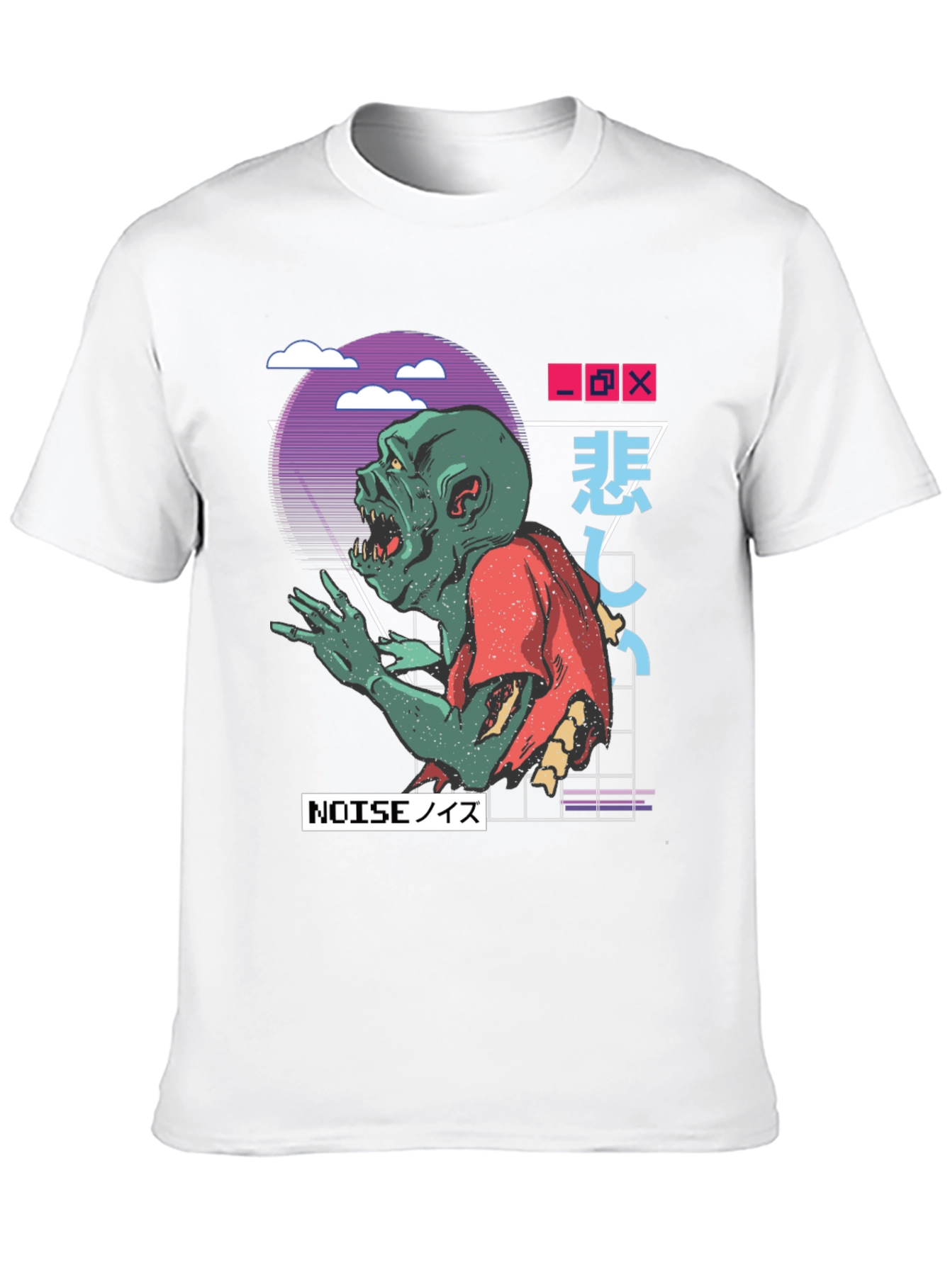 Black Zombie Noise T-Shirt - Vaporwave Style view 10
