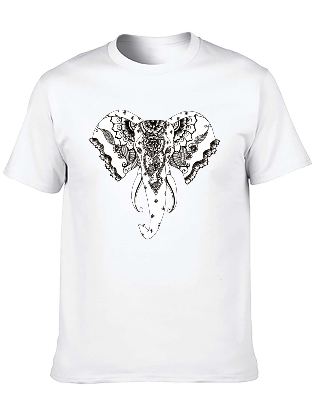 Black Elephant Head Graphic Black T-Shirt view 10