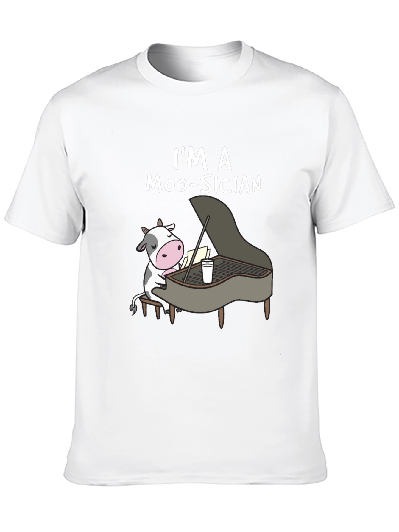 Black I'm a Moo-sician Funny Cow Piano T-Shirt view 10
