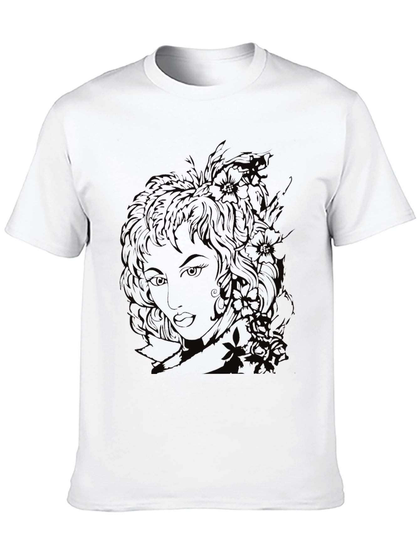 Black Graphic Print Tee - Vintage Woman Portrait view 10