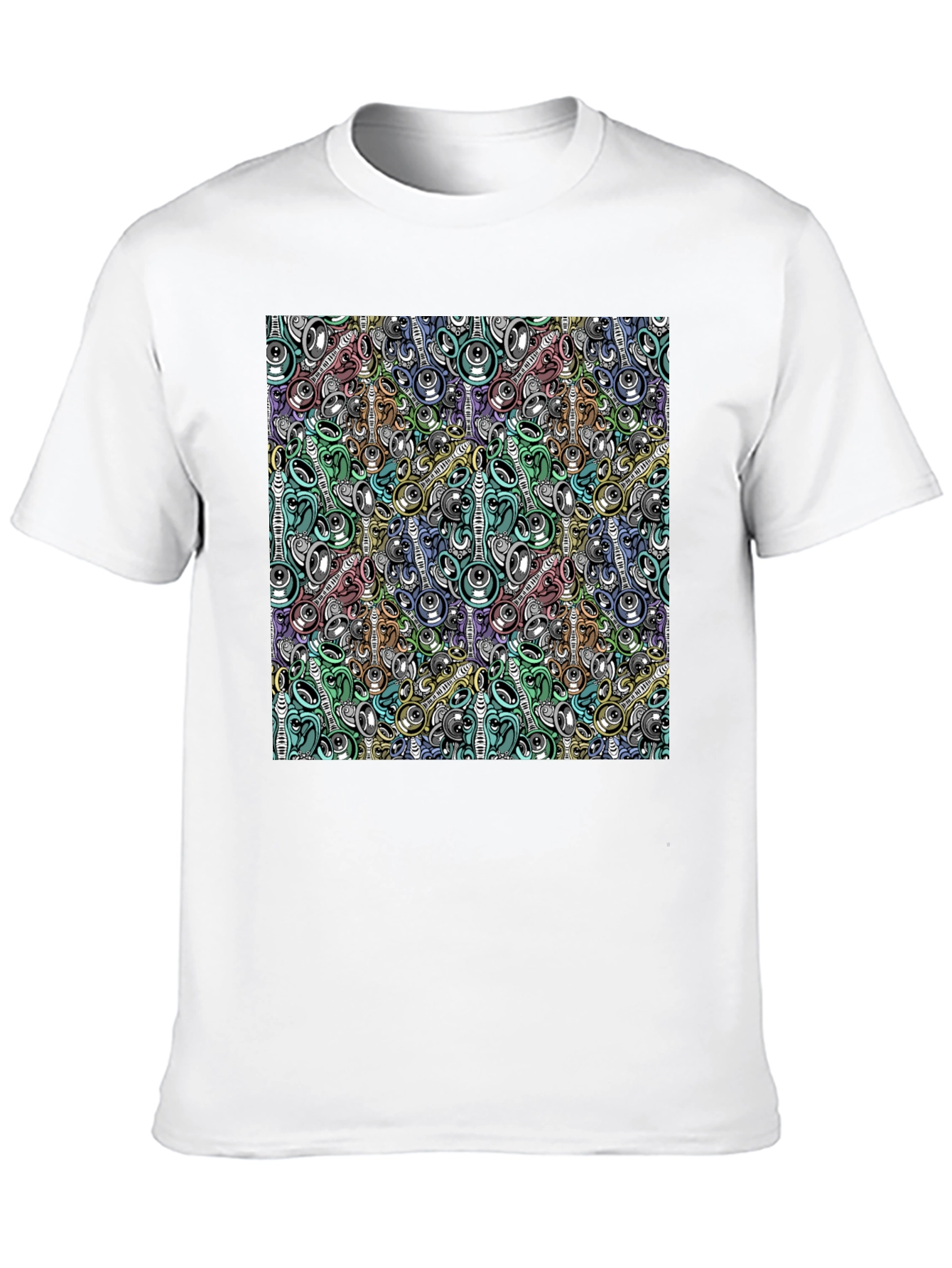 Black Abstract Music Pattern Black T-Shirt view 10