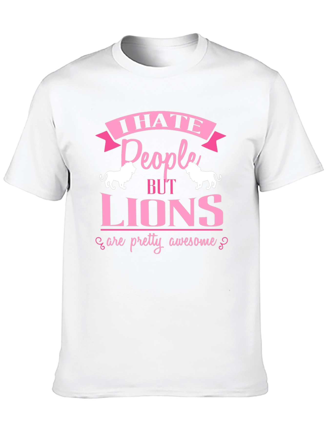 Black I Hate People But Lions T-Shirt view 10