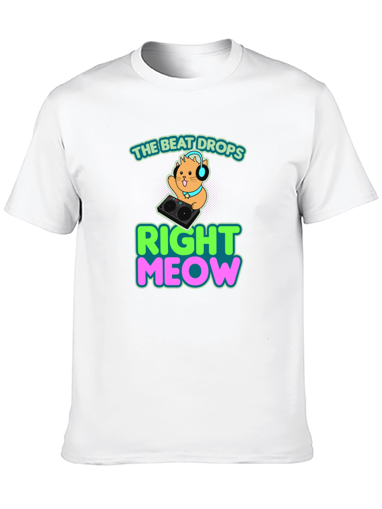 Black The Beat Drops Right Meow DJ Cat T-Shirt view 10