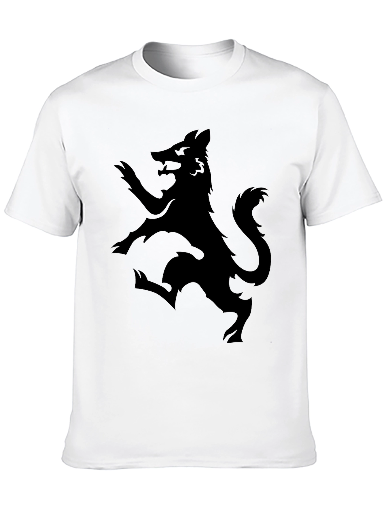 Black Men's Black Graphic Tee - Rampant Wolf Design view 10