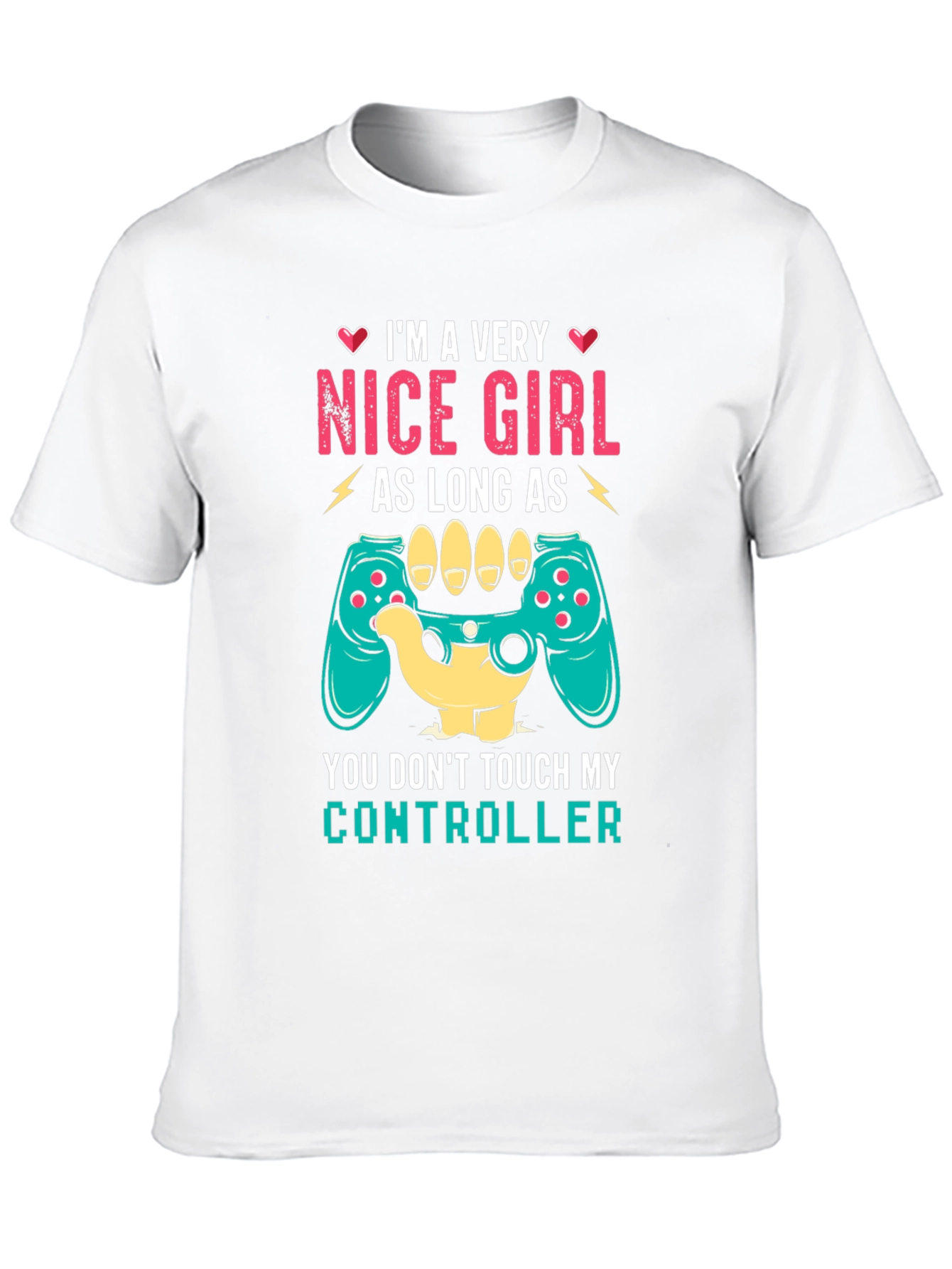 Black Nice Girl Controller T-Shirt Funny Gamer Tee view 10