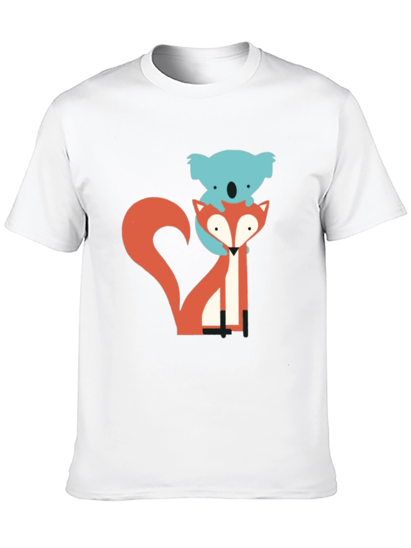 Black Koala Riding Fox Graphic Tee - Black Cotton T-Shirt view 10