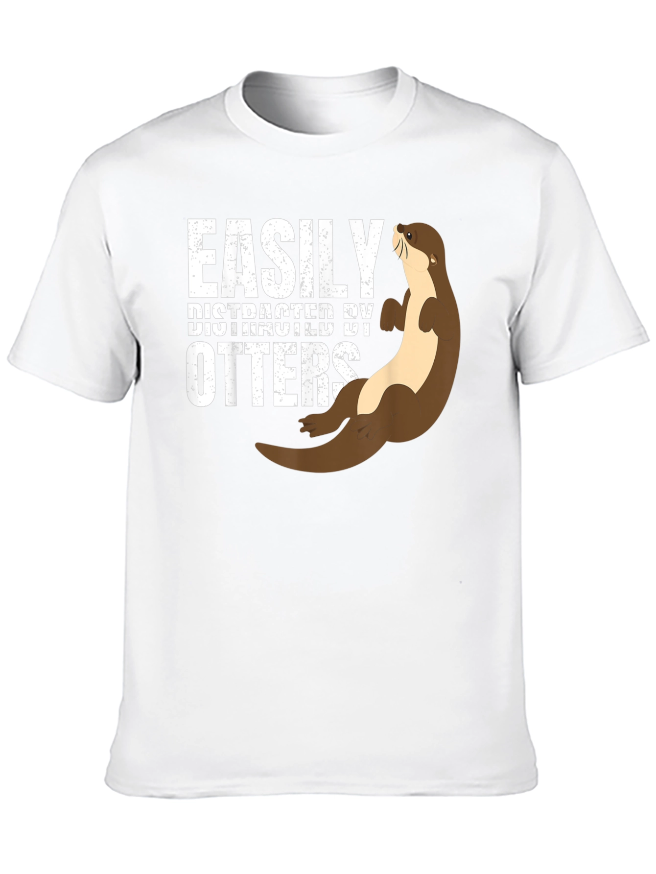 Black Easily Distracted By Otters Funny Graphic Tee view 10
