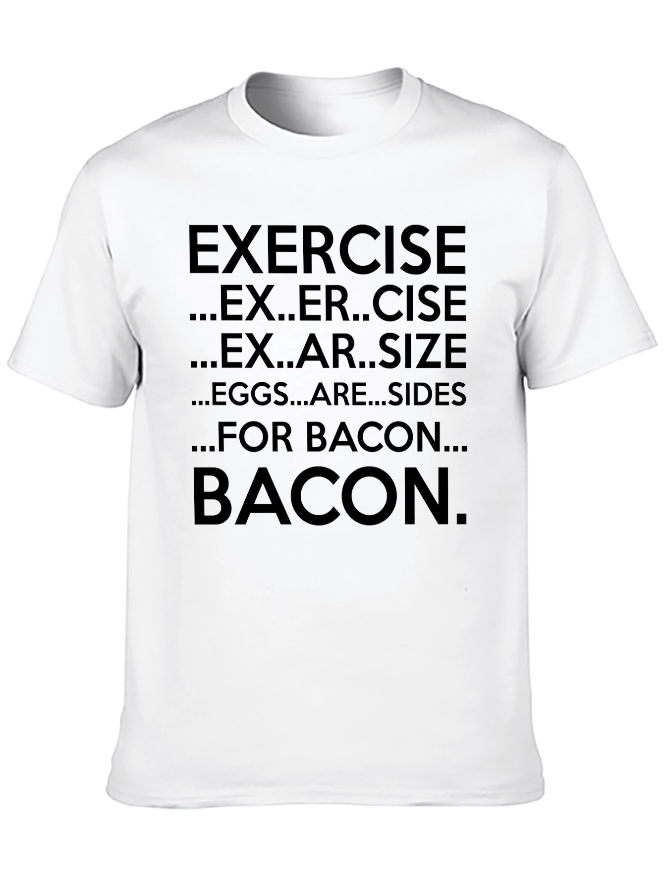 Black Exercise Bacon Funny Graphic T-Shirt view 10