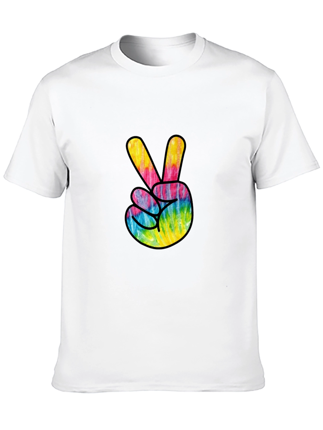 Black Tie Dye Peace Sign Graphic Tee - Casual Comfort view 10