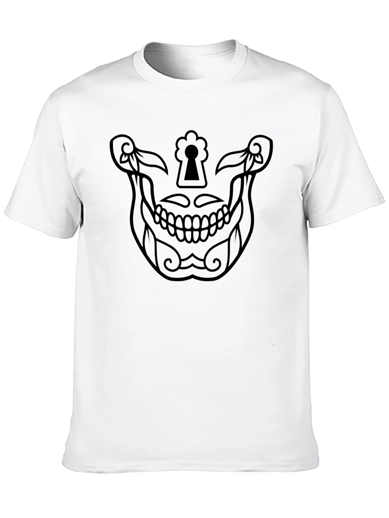 Black Skull Keyhole Graphic Tee - Modern Skeleton Shirt view 10