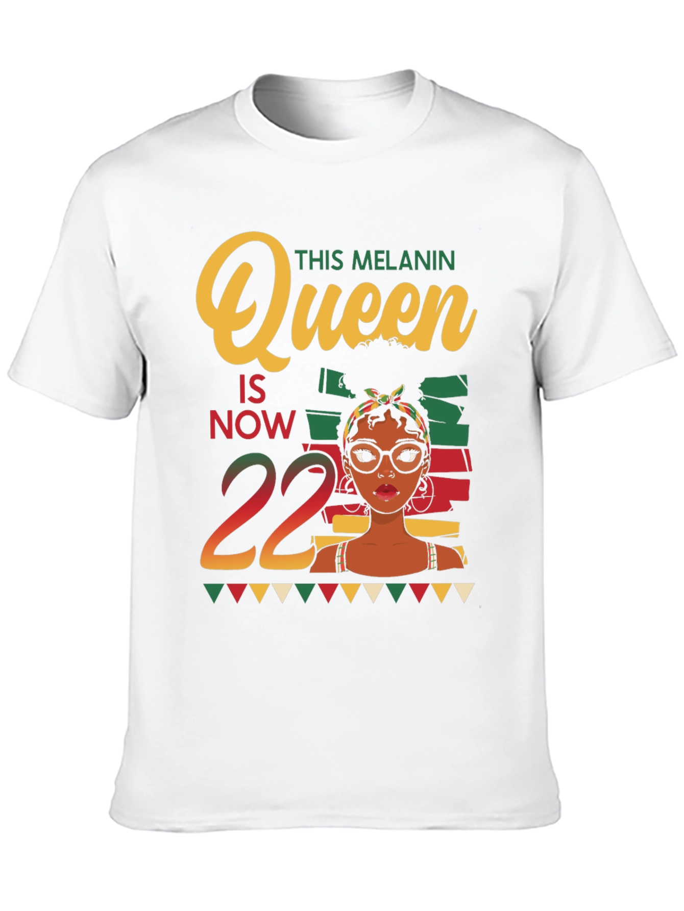 Black Melanin Queen 22nd Birthday Black T-Shirt view 10