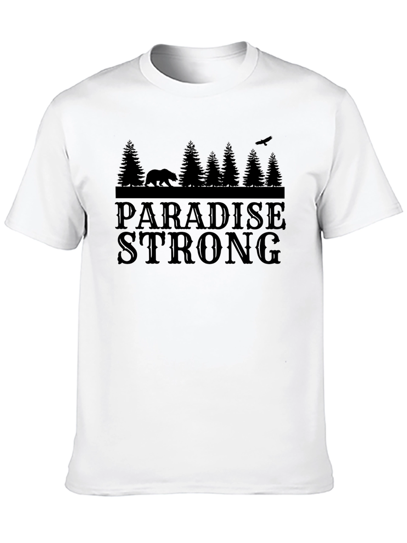 Black Paradise Strong Black T-Shirt - Bear & Forest Graphic view 10