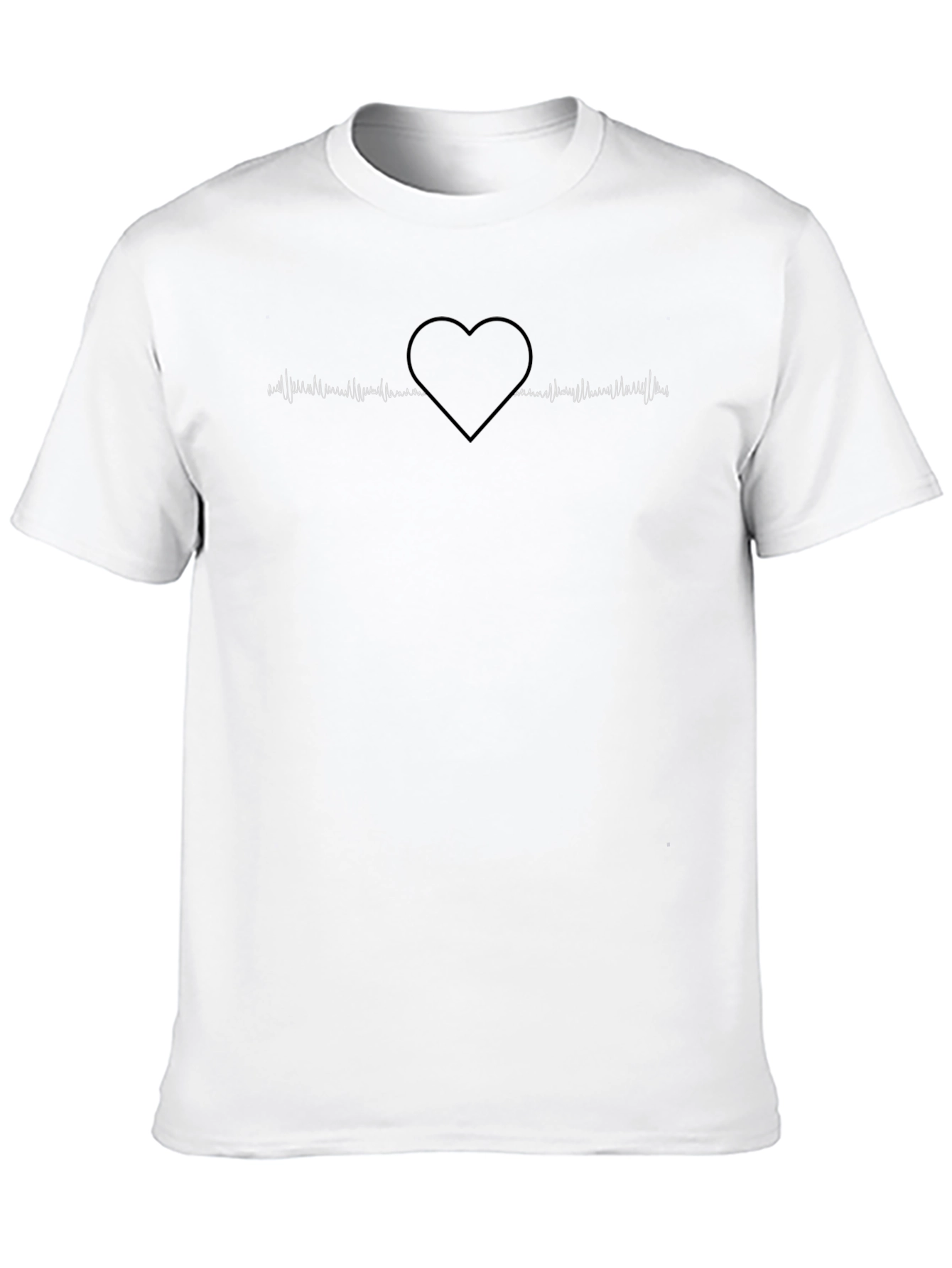 Black Heartbeat Heart Design Black T-Shirt view 10