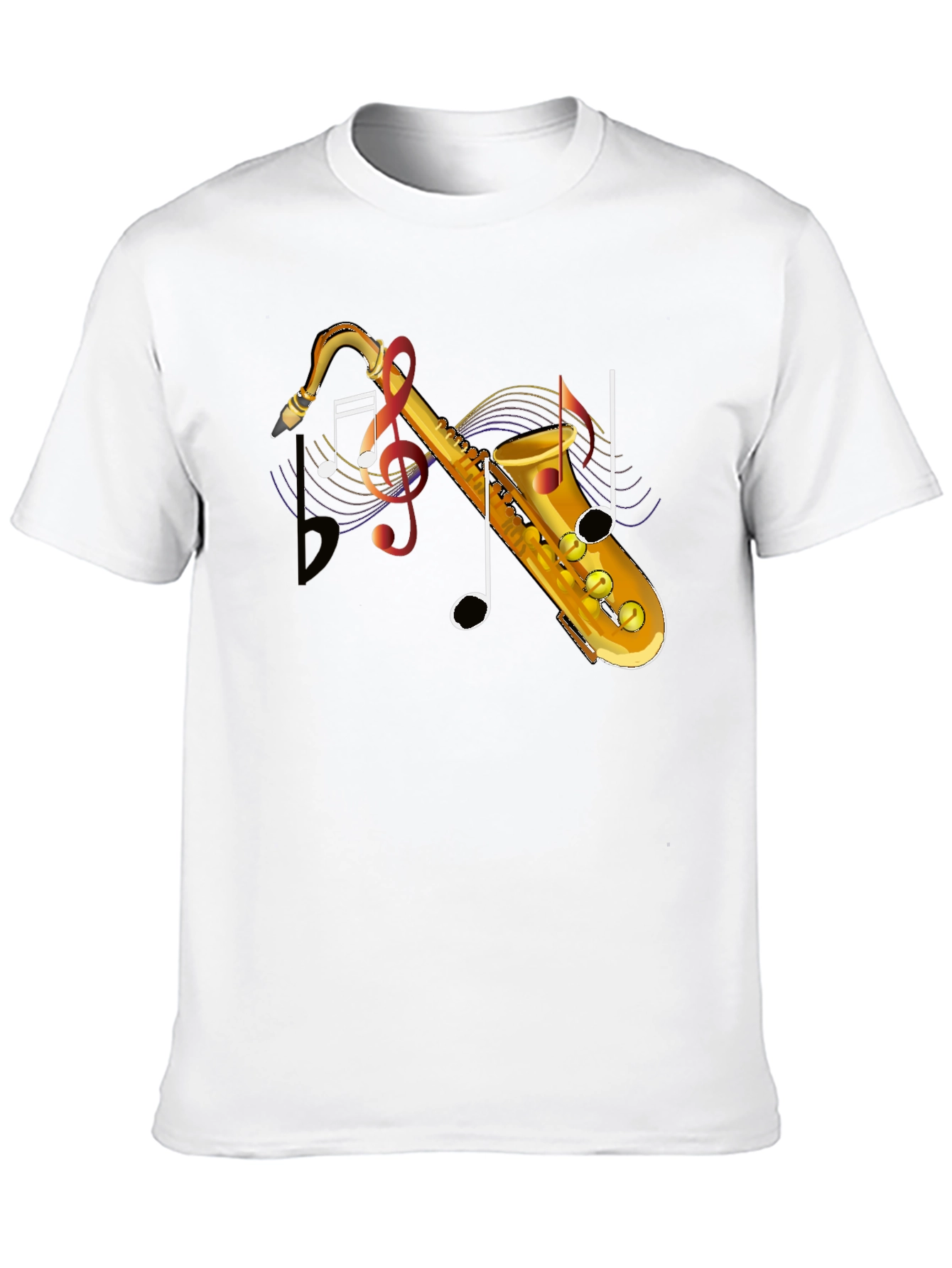 Black Saxophone Music Note Graphic T-Shirt view 10