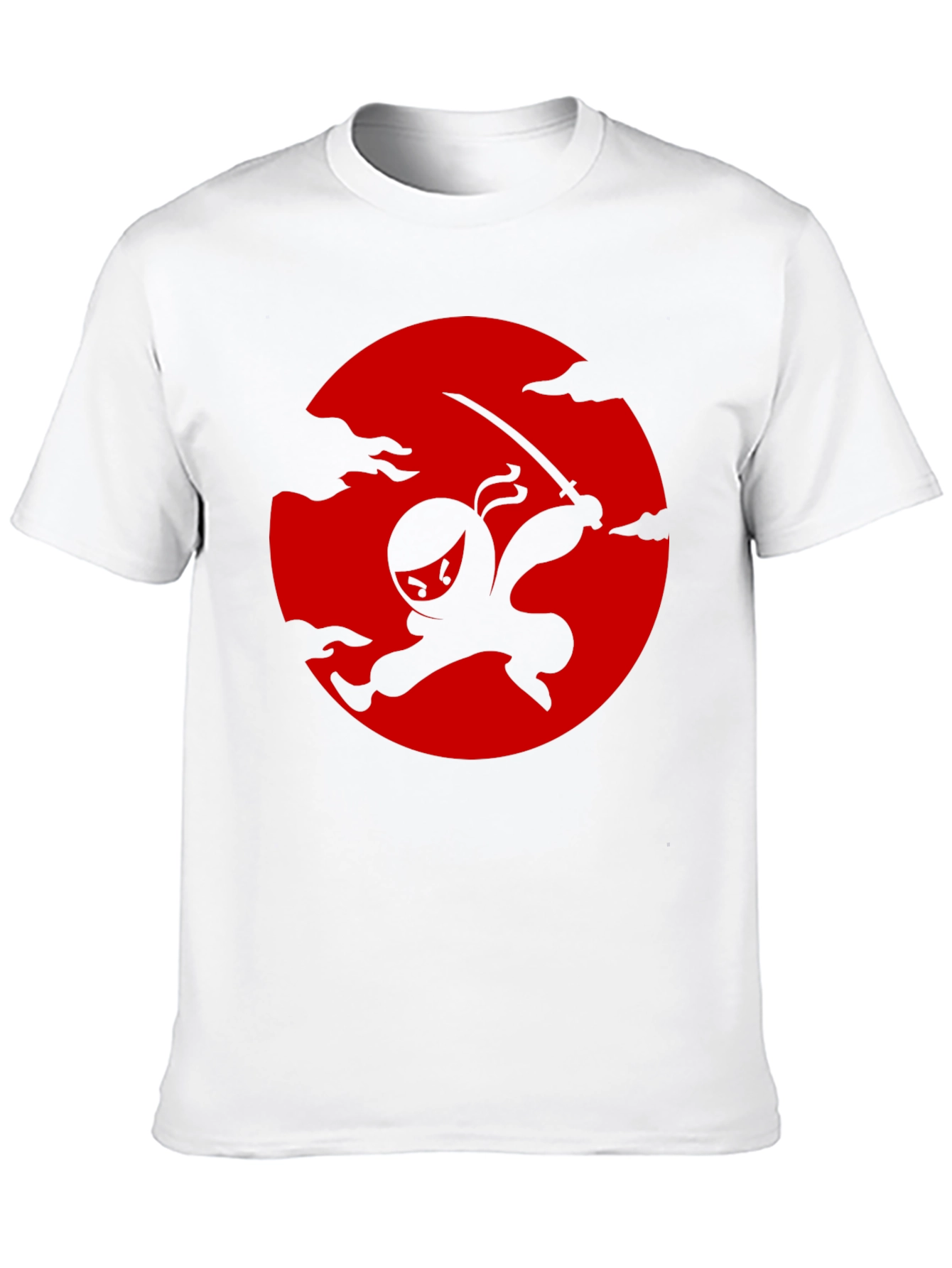 Black Ninja Silhouette Graphic Tee - Black Cotton T-Shirt view 10