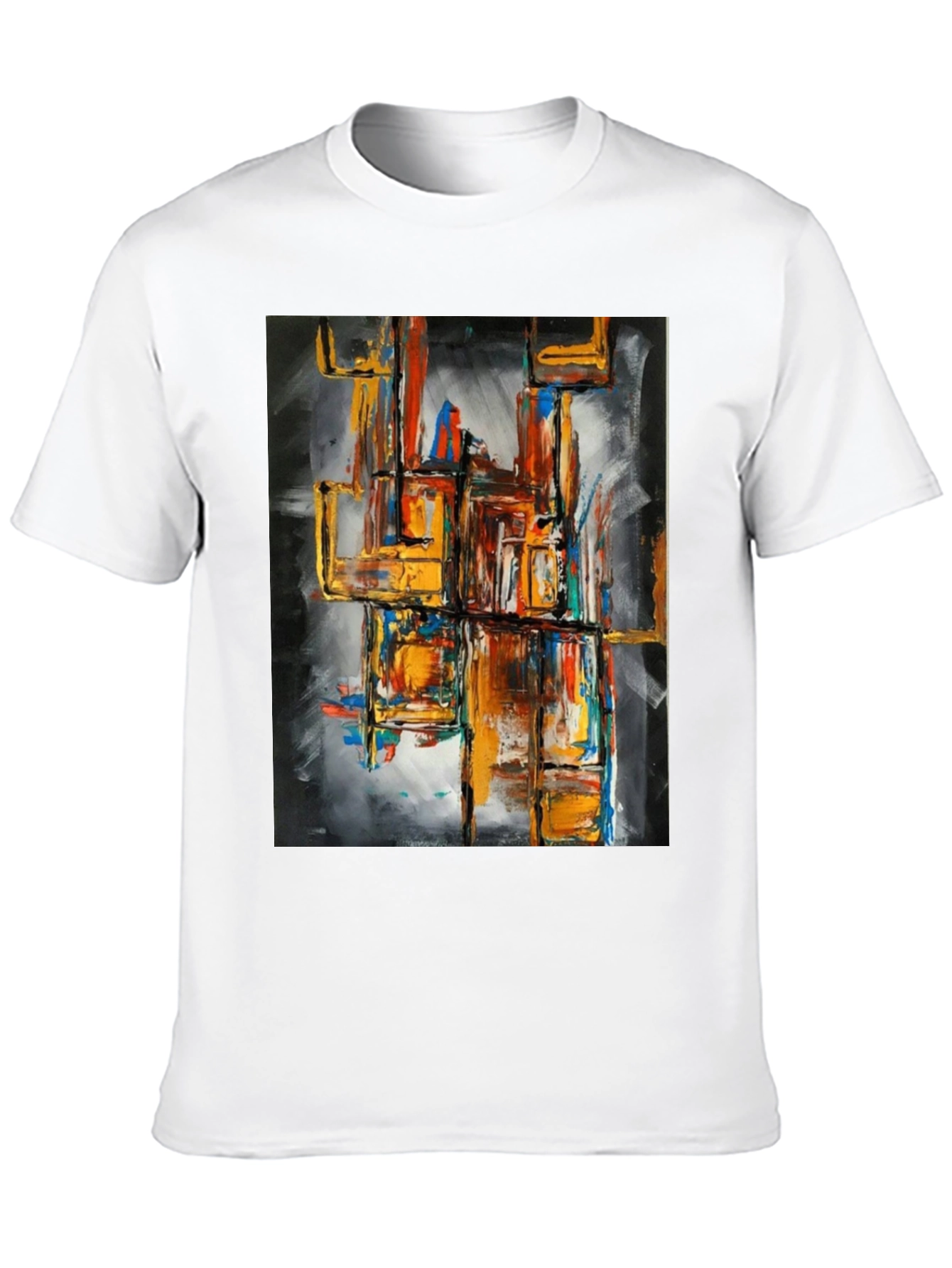 Black Abstract Art Men's Graphic Tee - Black view 10