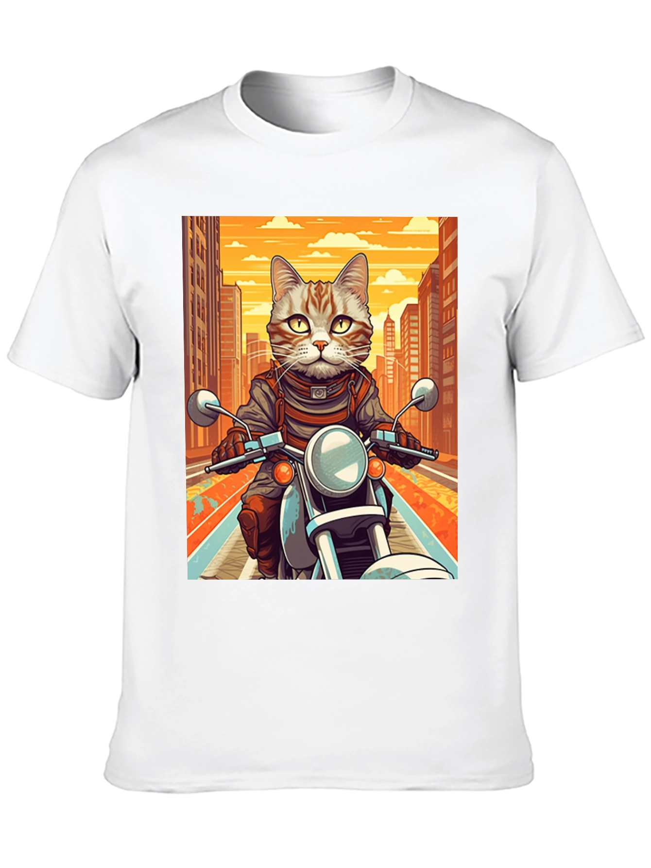 Black Cat on Motorcycle Graphic Tee view 10