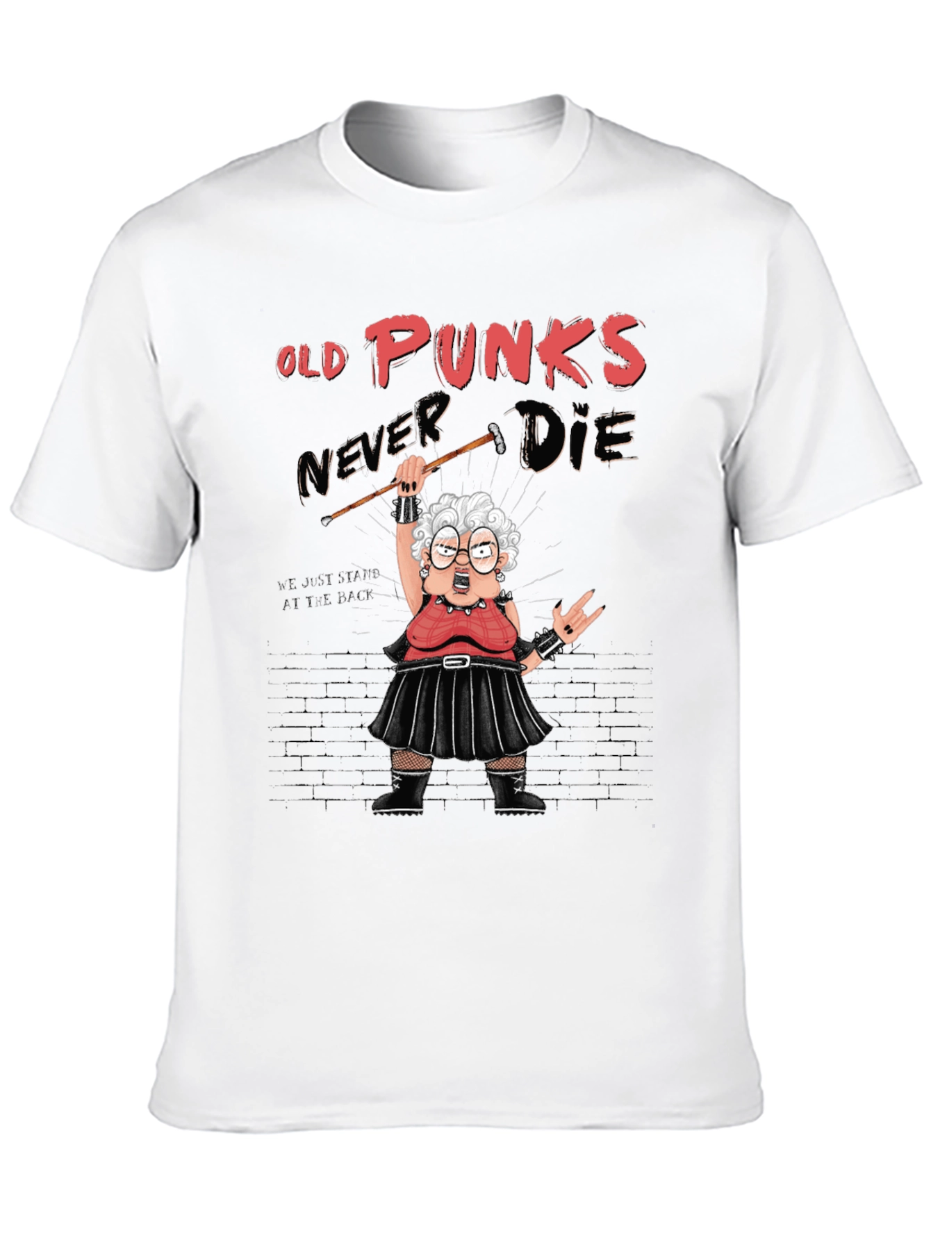 Black Old Punks Never Die Graphic T-Shirt view 10