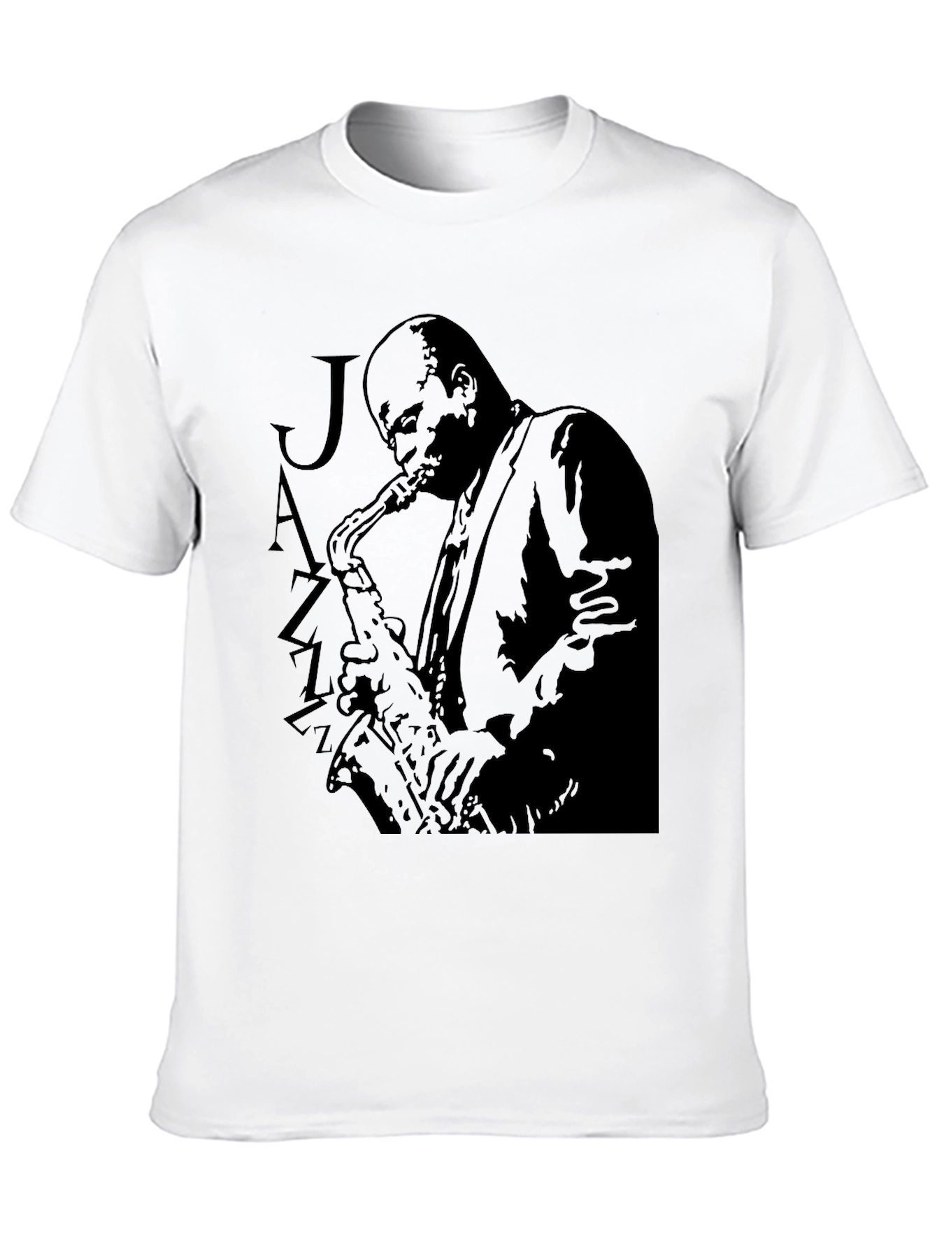 Black Jazz Saxophone Player Graphic T-Shirt view 10