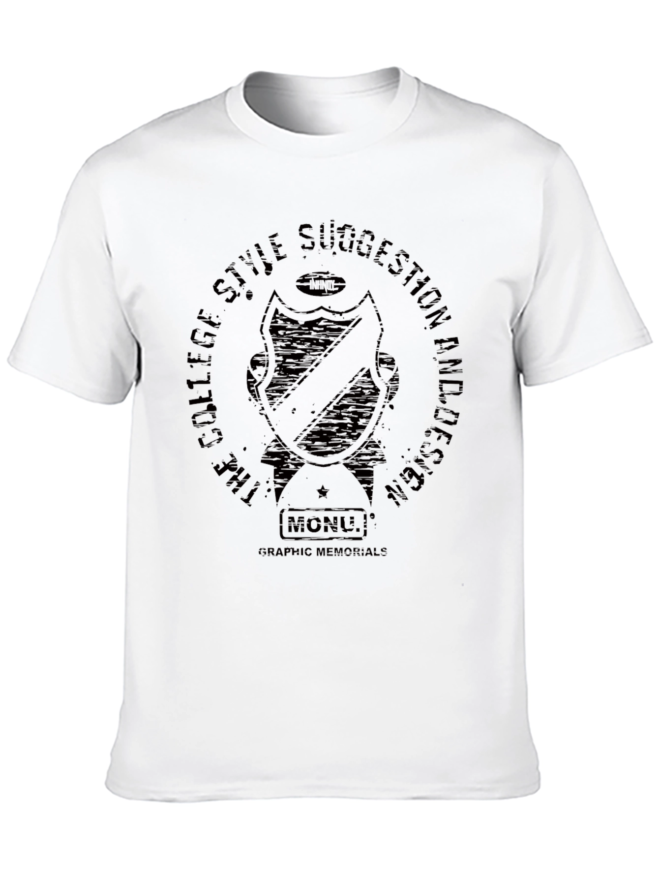 Black Graphic Memorials College Style Suggestion Design T-Shirt view 10