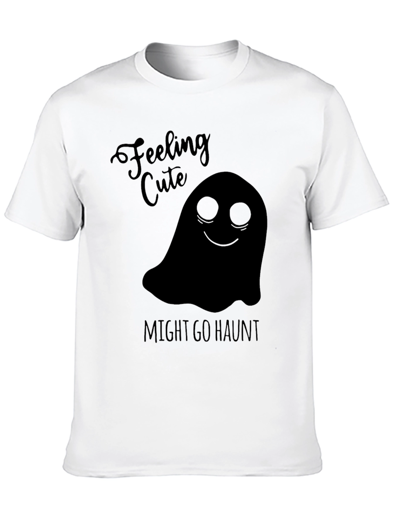 Black Feeling Cute Ghost Graphic Tee - Halloween Shirt view 10