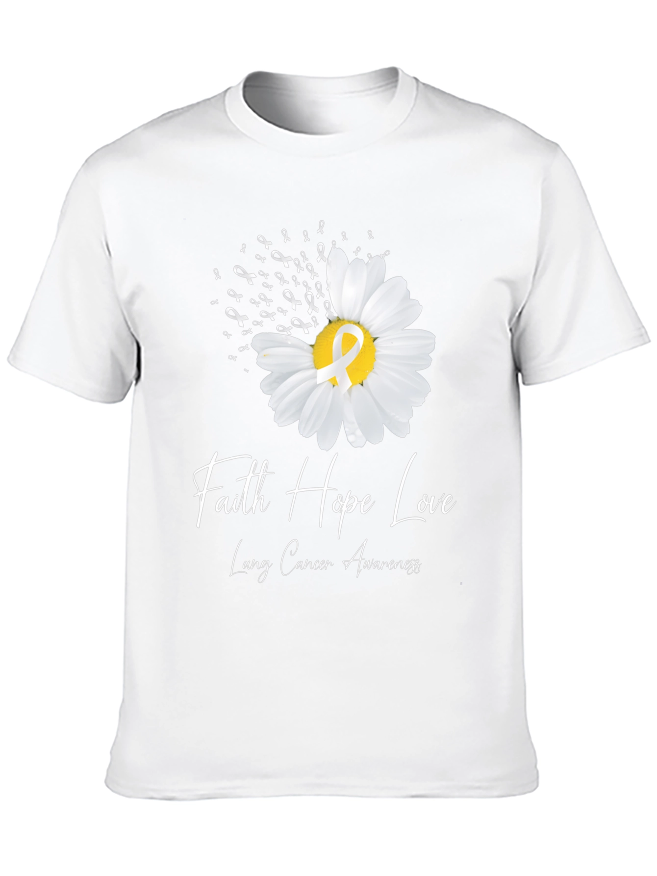 Black Faith Hope Love Lung Cancer Awareness T-Shirt view 10
