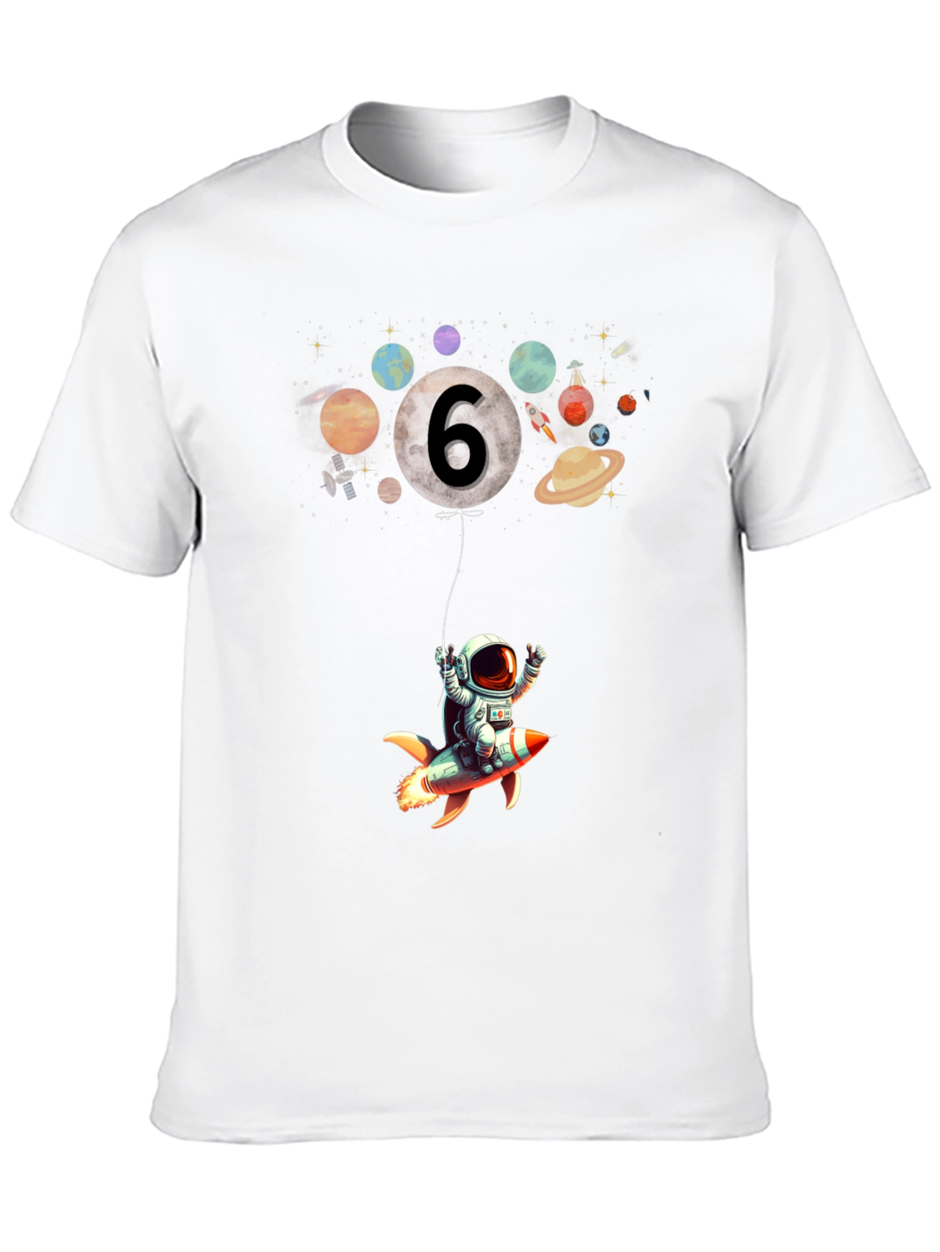 Black Astronaut 6th Birthday T-Shirt - Space Rocket view 10