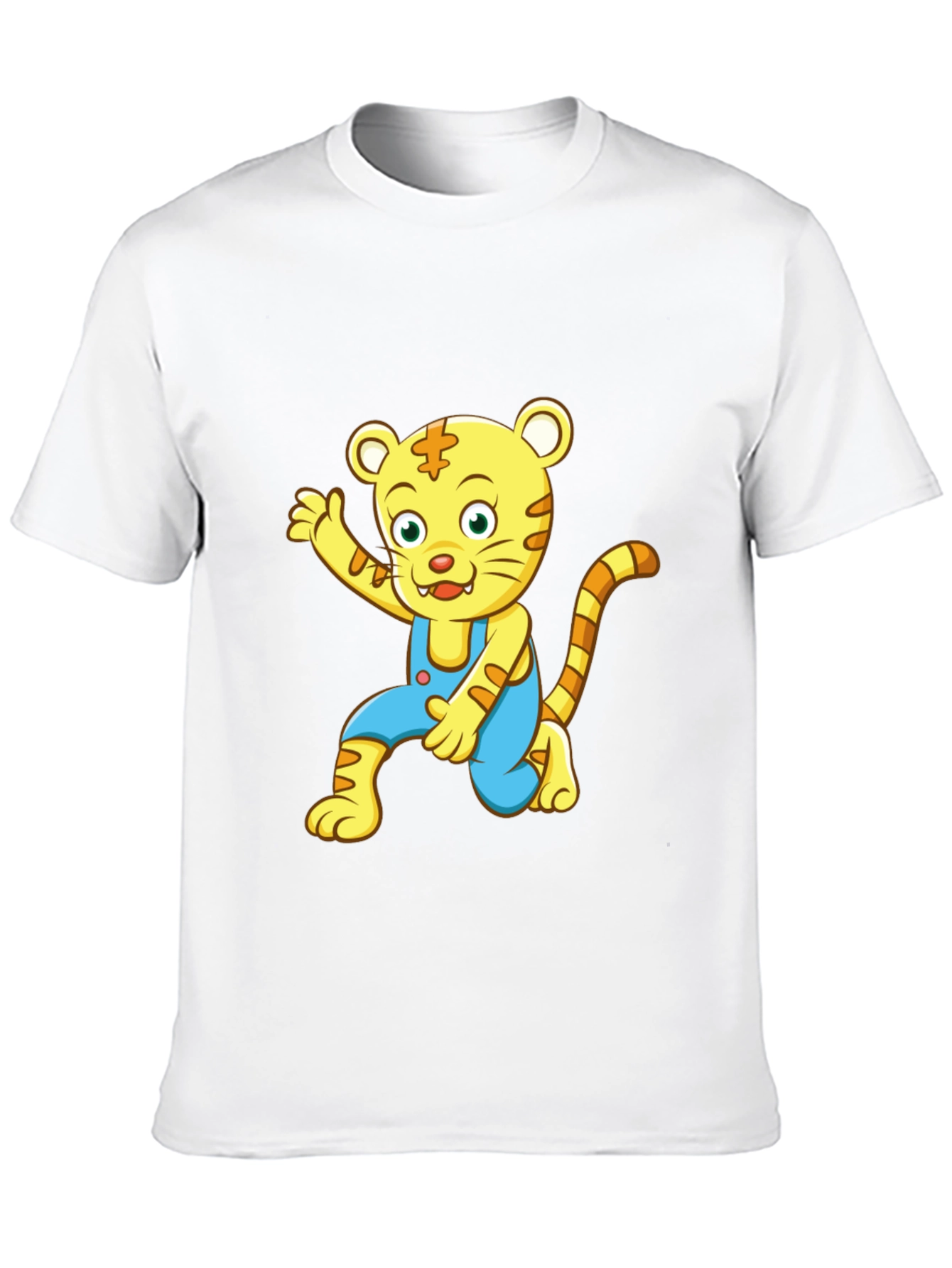 Black Cartoon Tiger Graphic Tee - Black Unisex T-Shirt view 10