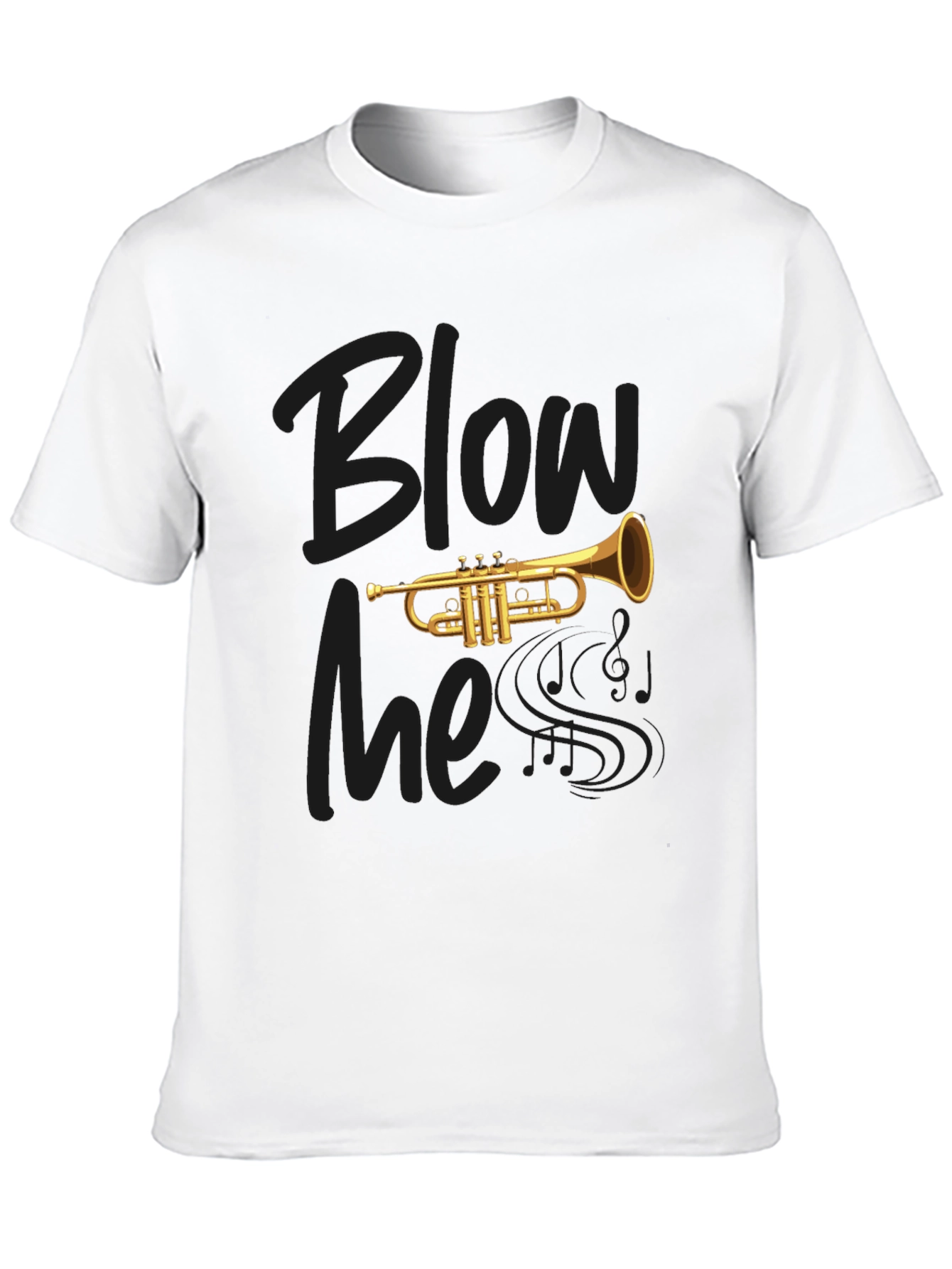 Black Blow Me Trumpet Graphic Black T-Shirt view 10