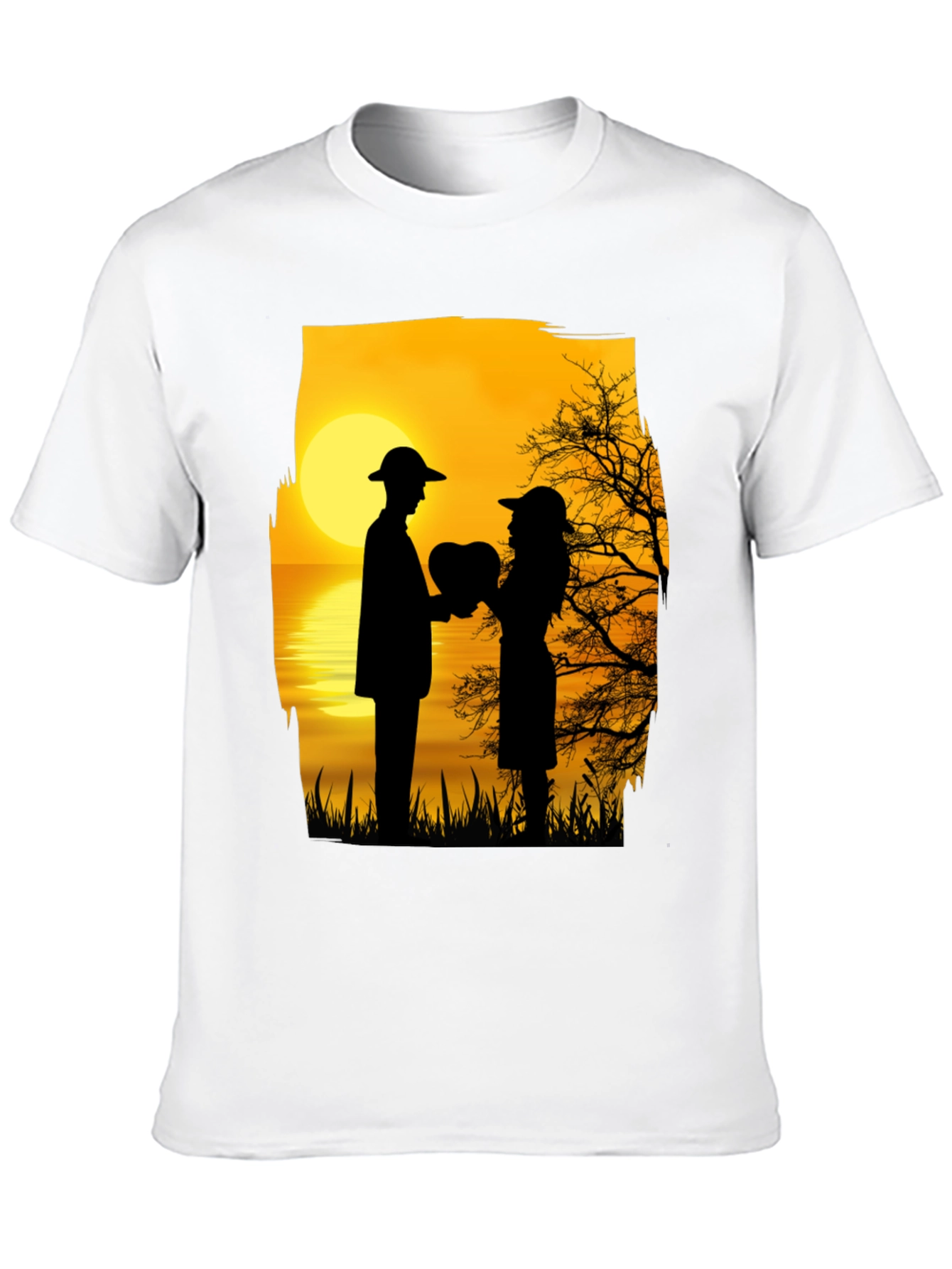 Black Romantic Sunset Silhouette T-Shirt view 10