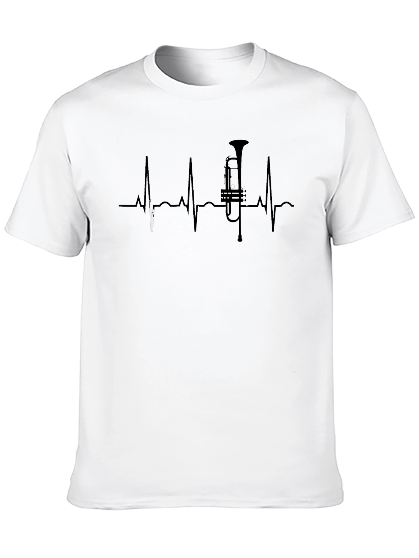 Black Music Lover T-Shirt - Trumpet Heartbeat Design view 10