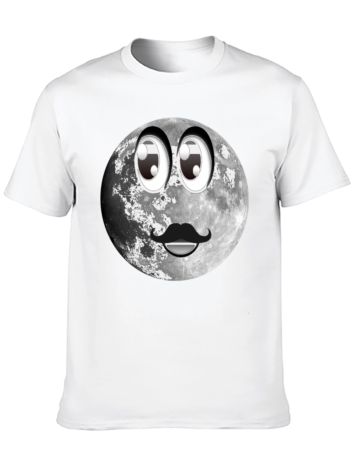 Black Humorous Moon Face Graphic Tee - Black view 10