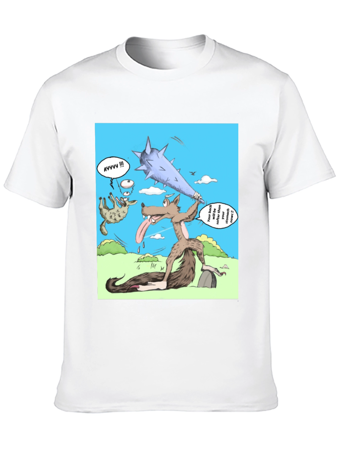 Black Cartoon Wolf T-Shirt view 10